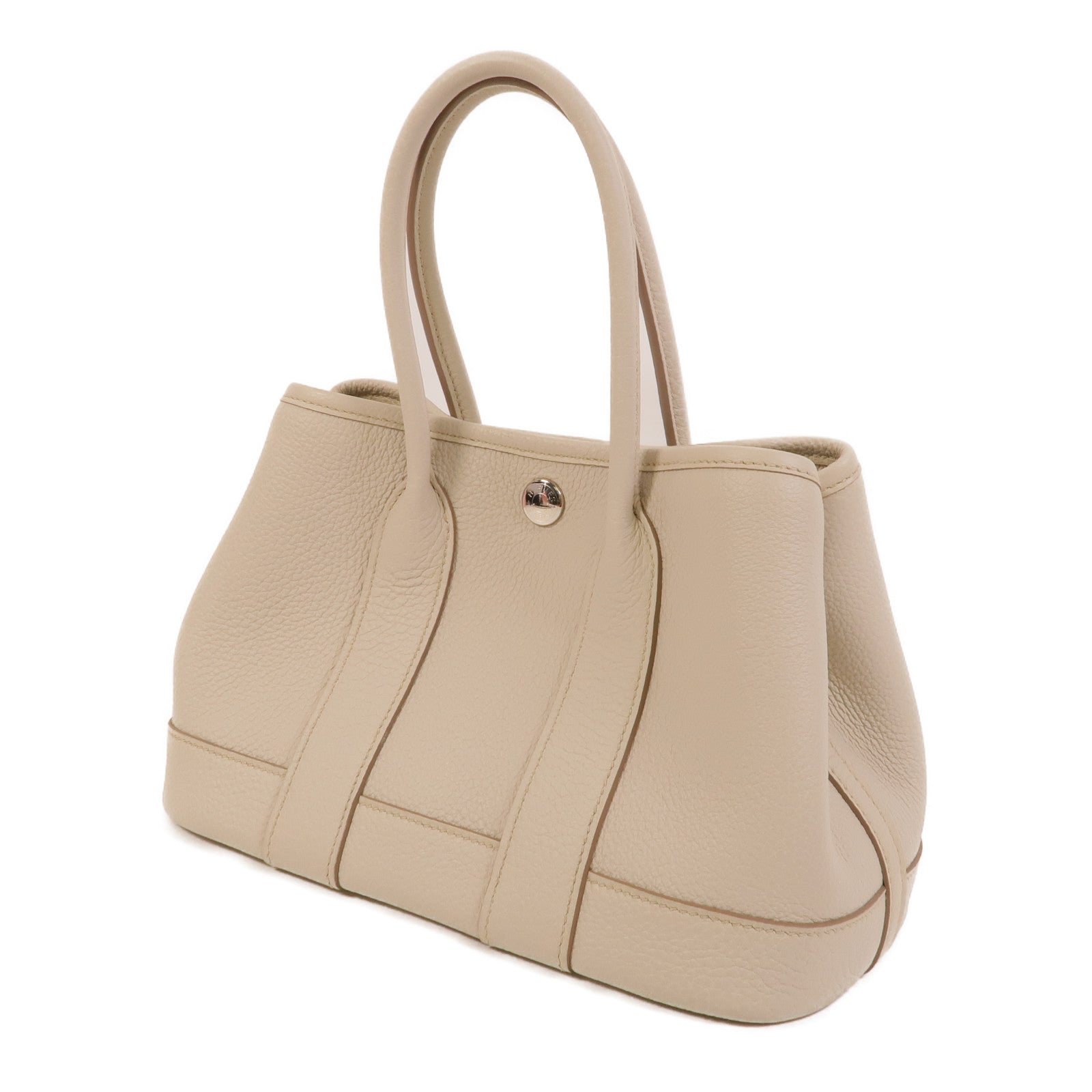 HERMES Clemence皮革Garden Party TPM手挽袋Craie