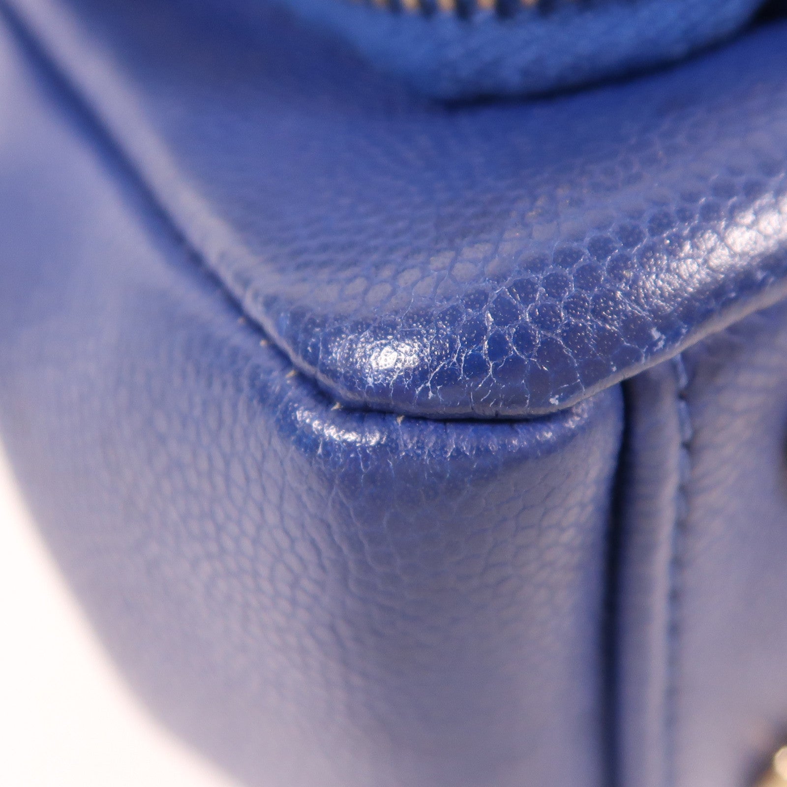 CHANEL 牛皮皮革Shoulder bag金扣鏈帶肩背袋深藍色