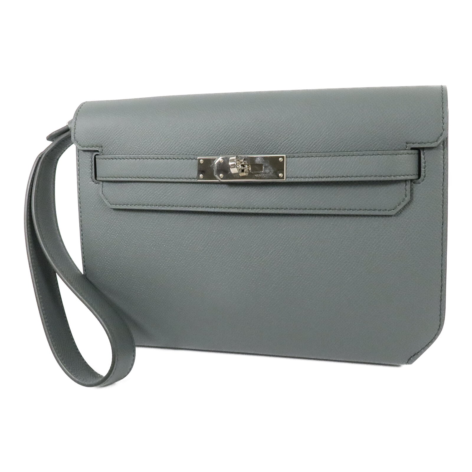 HERMES Epsom皮革Kelly Depeches 25手拿包Vert Amande