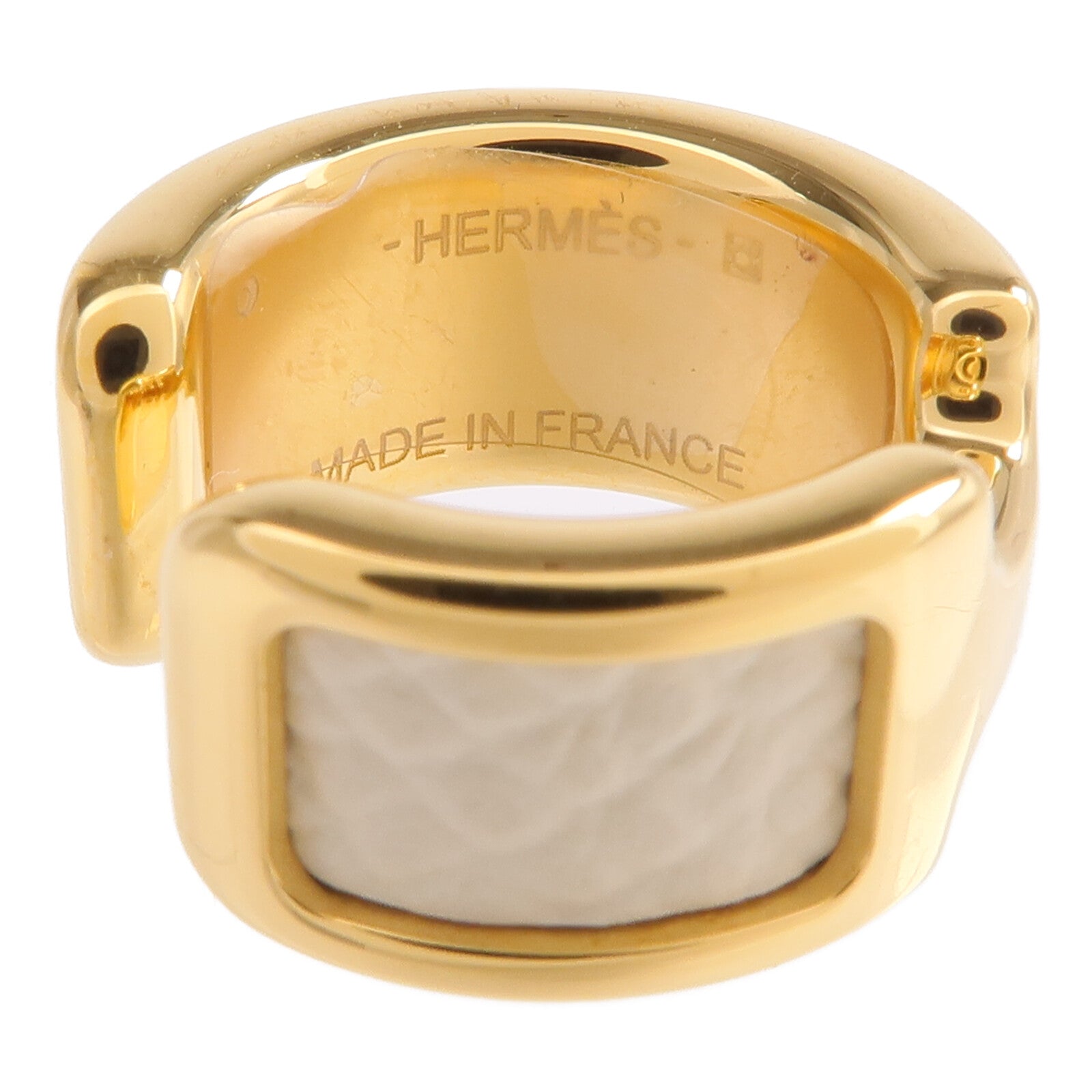 HERMES Epsom皮革/金屬Olympe Ear Cuff耳環