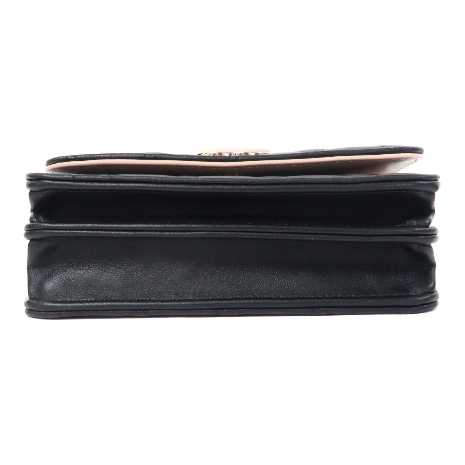 CHANEL 菱格羊皮皮革Mini Wallet On Chain金扣鏈帶肩背袋黑色/粉紅色