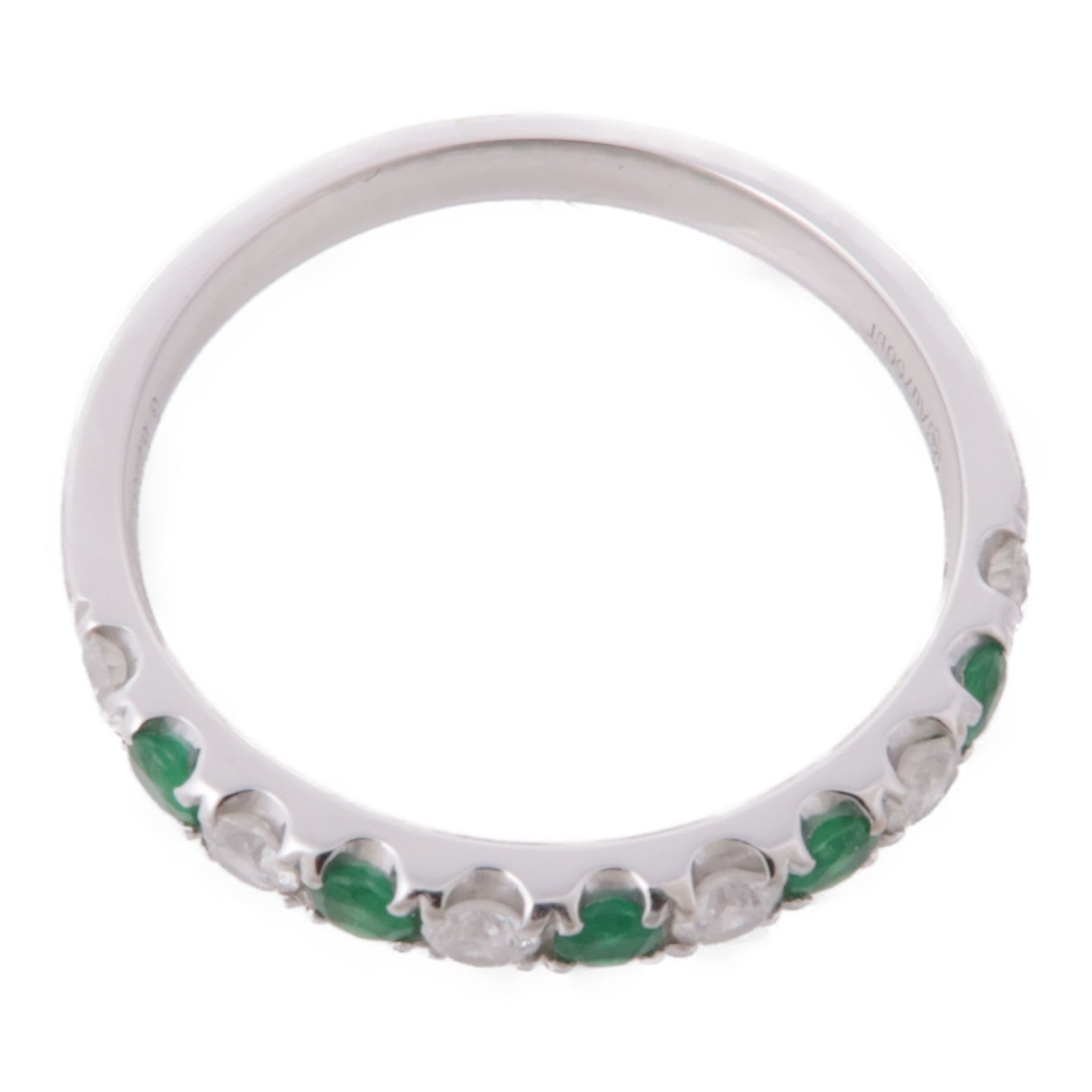 JEWELRY 18K白金Emerald Diamond Ring綠寶石/鑽石戒指US#6