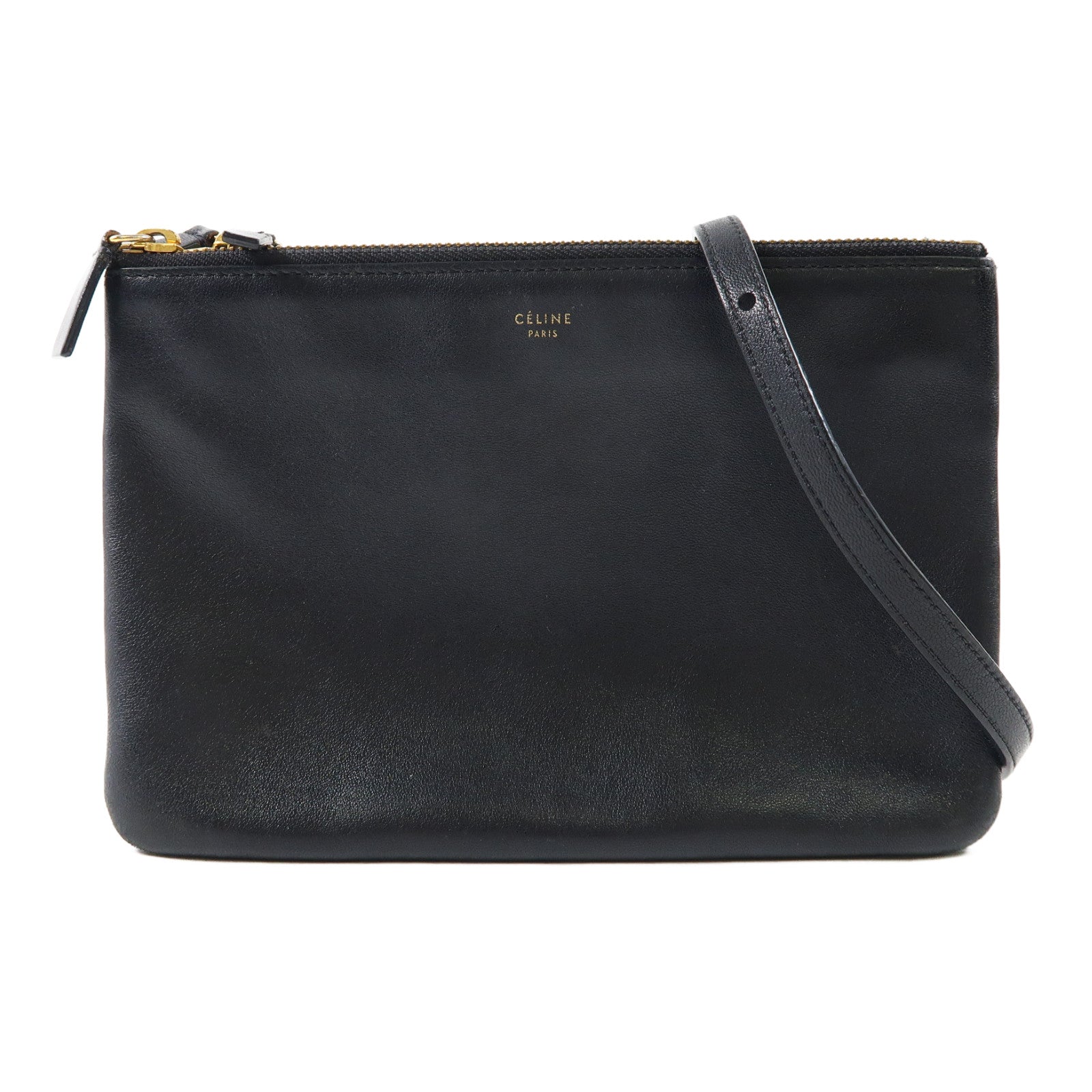 CELINE 【激減優惠】牛皮皮革Trio Small金扣肩背袋黑色