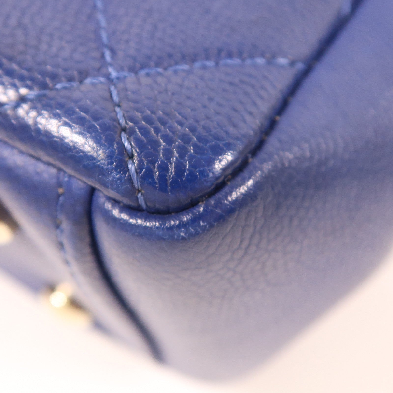 CHANEL 牛皮皮革Shoulder bag金扣鏈帶肩背袋深藍色