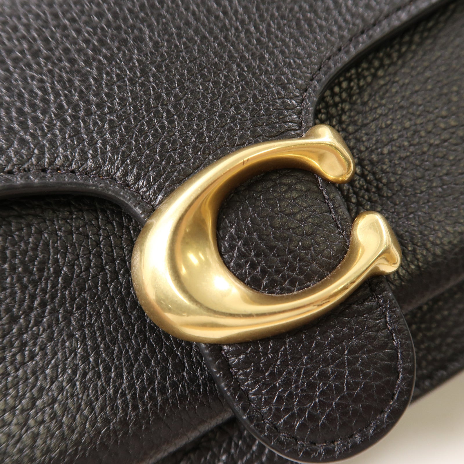 COACH 牛皮皮革Shoulder Bag金扣鏈帶肩背袋黑色
