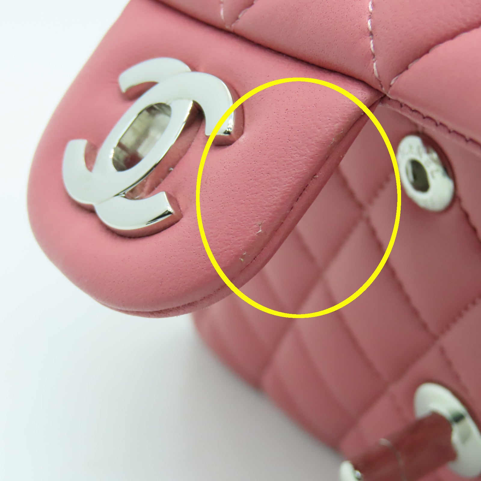 CHANEL 菱格羊皮皮革Classic Bag银扣链带肩背袋粉红色