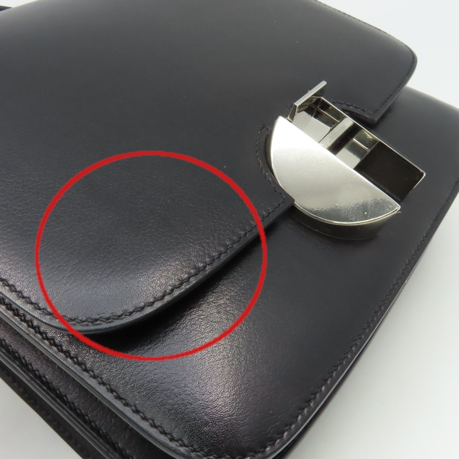 HERMES 【激減優惠】Evercolor皮革2002-20 Shoulder Bag銀扣肩背袋黑色