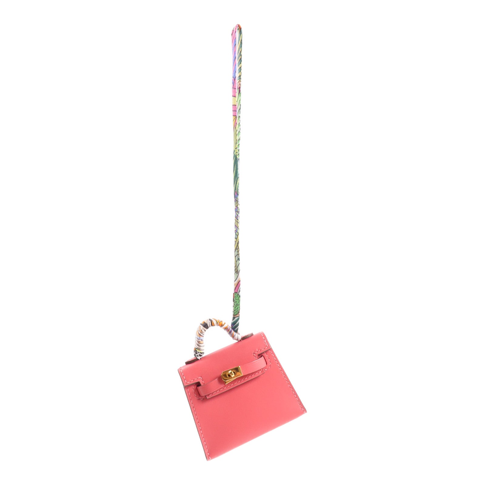HERMES 【激減優惠】Tadelakt皮革Mini Kelly Twilly Bag掛飾Rose Azalee