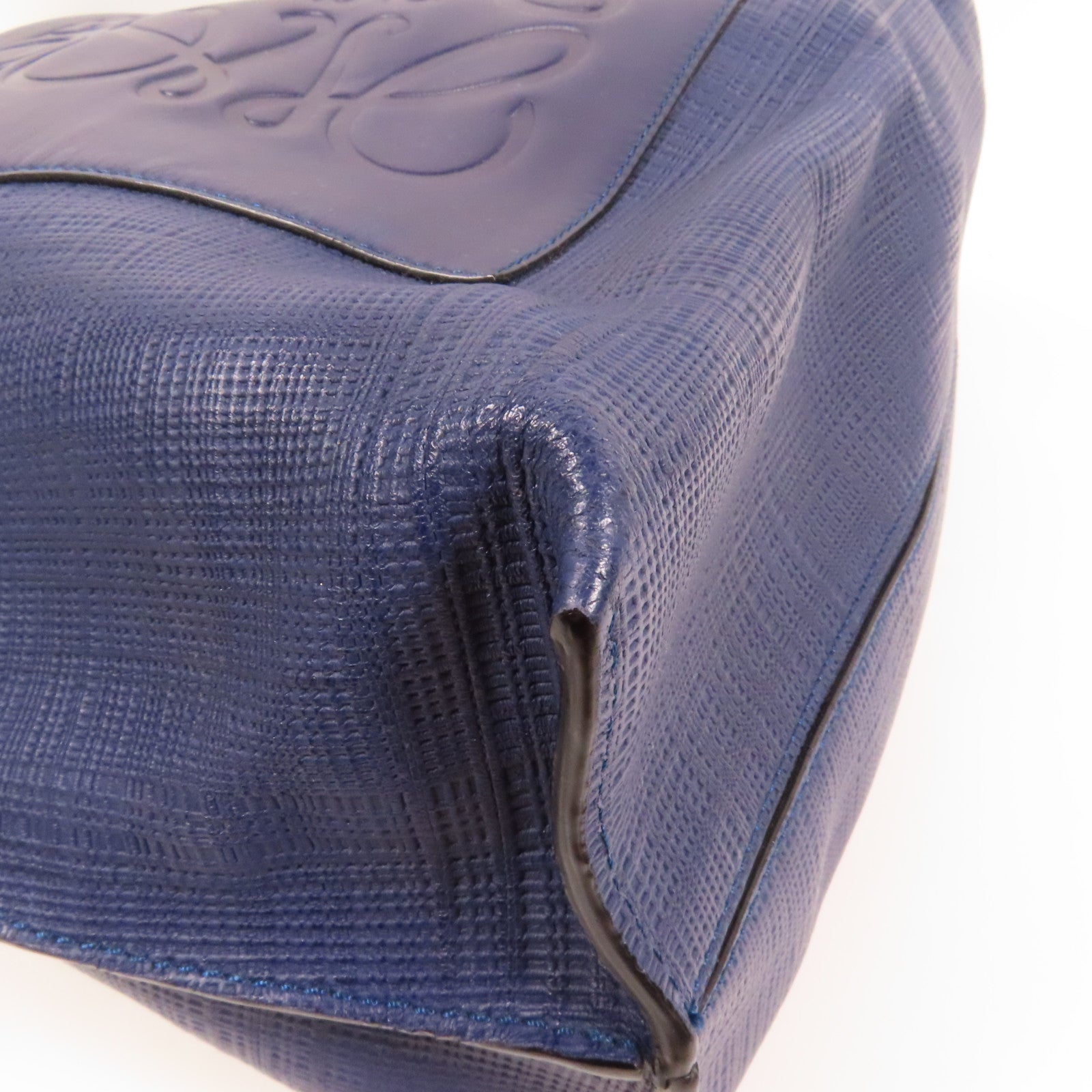 LOEWE 牛皮皮革Tote Bag金扣手挽袋深藍色