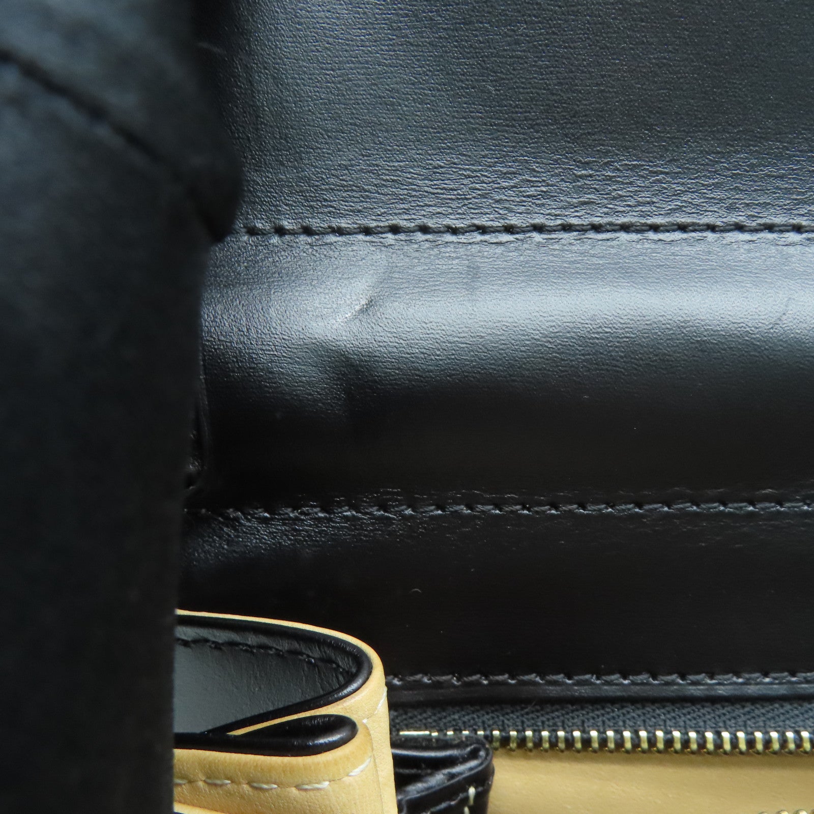 SELECTION Cowhide Leather Delvaux Brillant Gold Buckle Handle Shoulder Bag Black