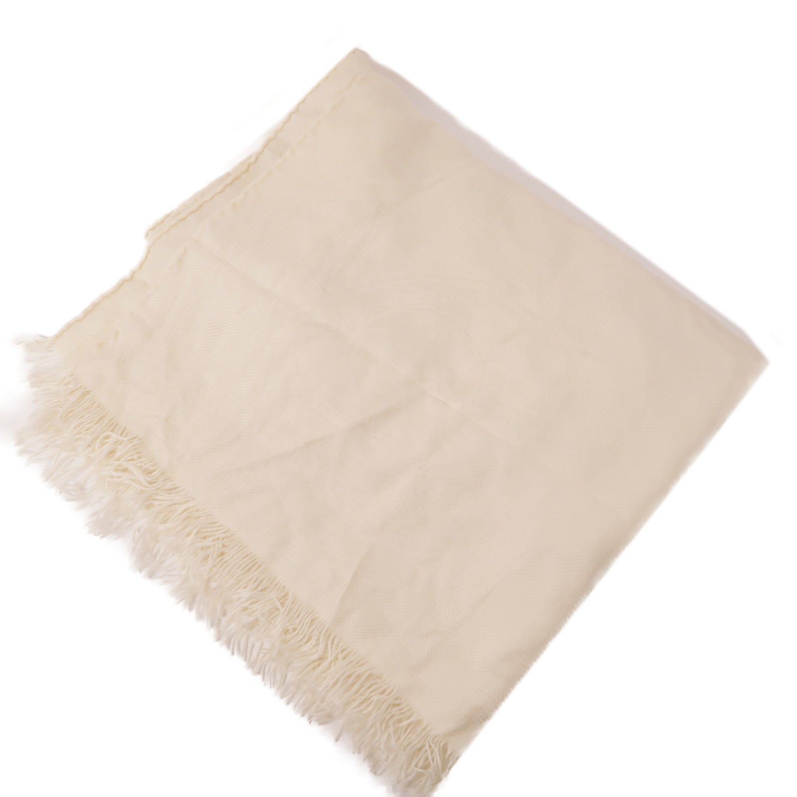 HERMES Scarf White Cashmere Silk