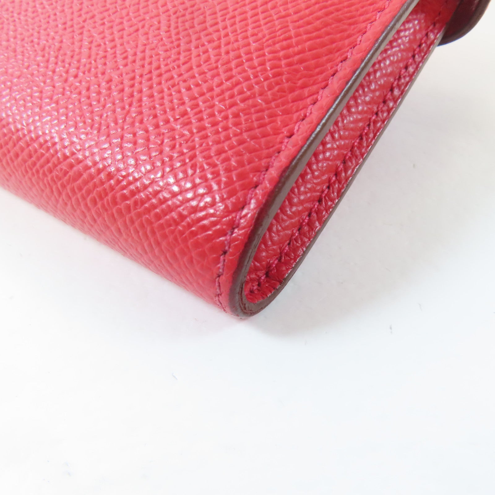 HERMES Epsom皮革Kelly Wallet銀扣長錢包Rouge Casaque/紅色