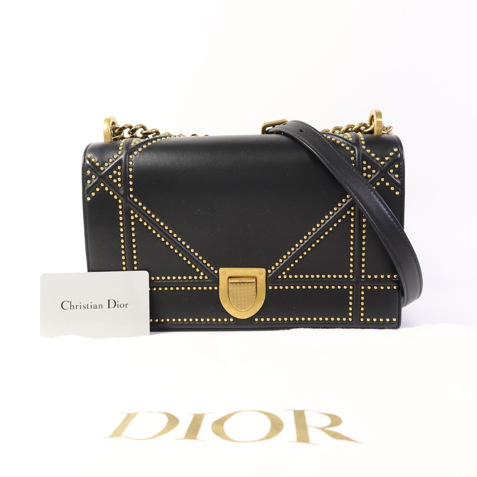 Dior 牛皮皮革Diorama Bag金扣鏈帶肩背袋