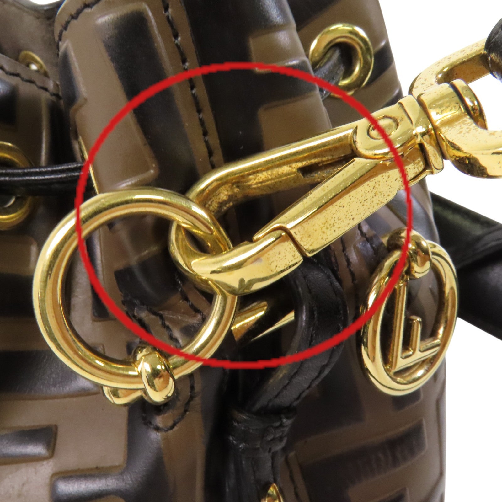 FENDI 牛皮皮革Mon Tresor Mini金扣手挽肩背兩用袋