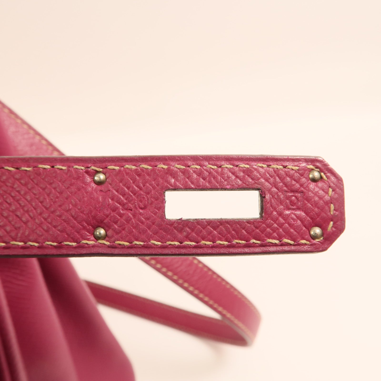 HERMES Epsom皮革Kelly 28銀扣手挽肩背兩用袋 Rose Tyrien/Rose Pourpre