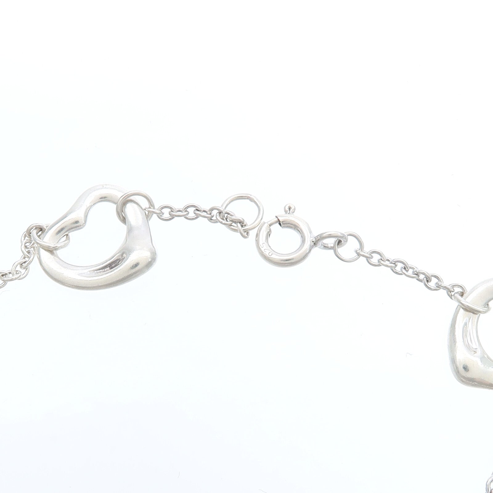 TIFFANY＆CO 925純銀Elsa Peretti 5 Open Heart Chain Bracelet手鏈