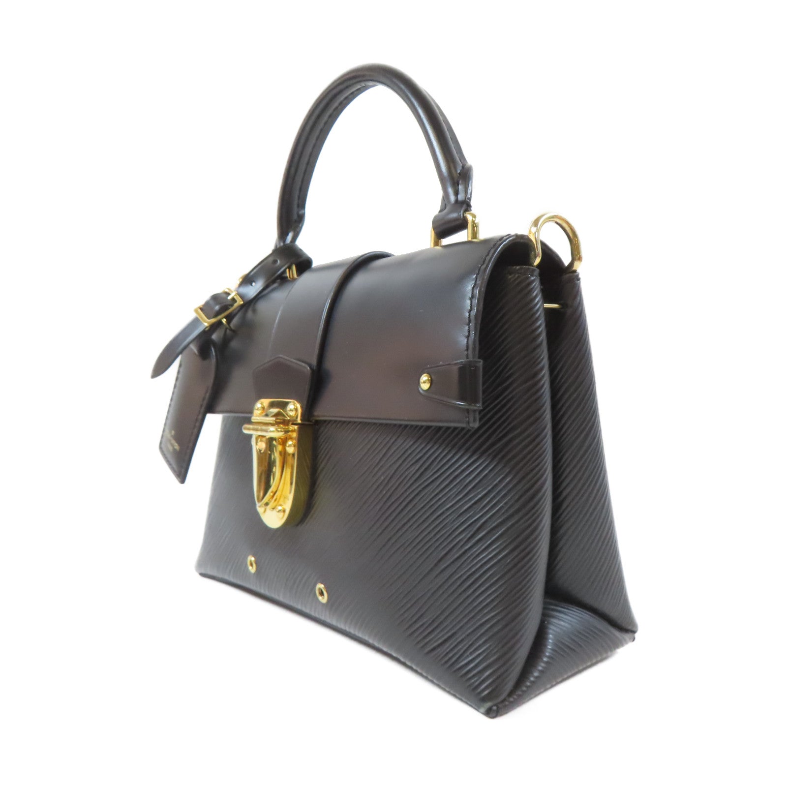 LOUIS VUITTON Epi 2 Way Shoulder Bag金扣手挽肩背兩用袋黑色