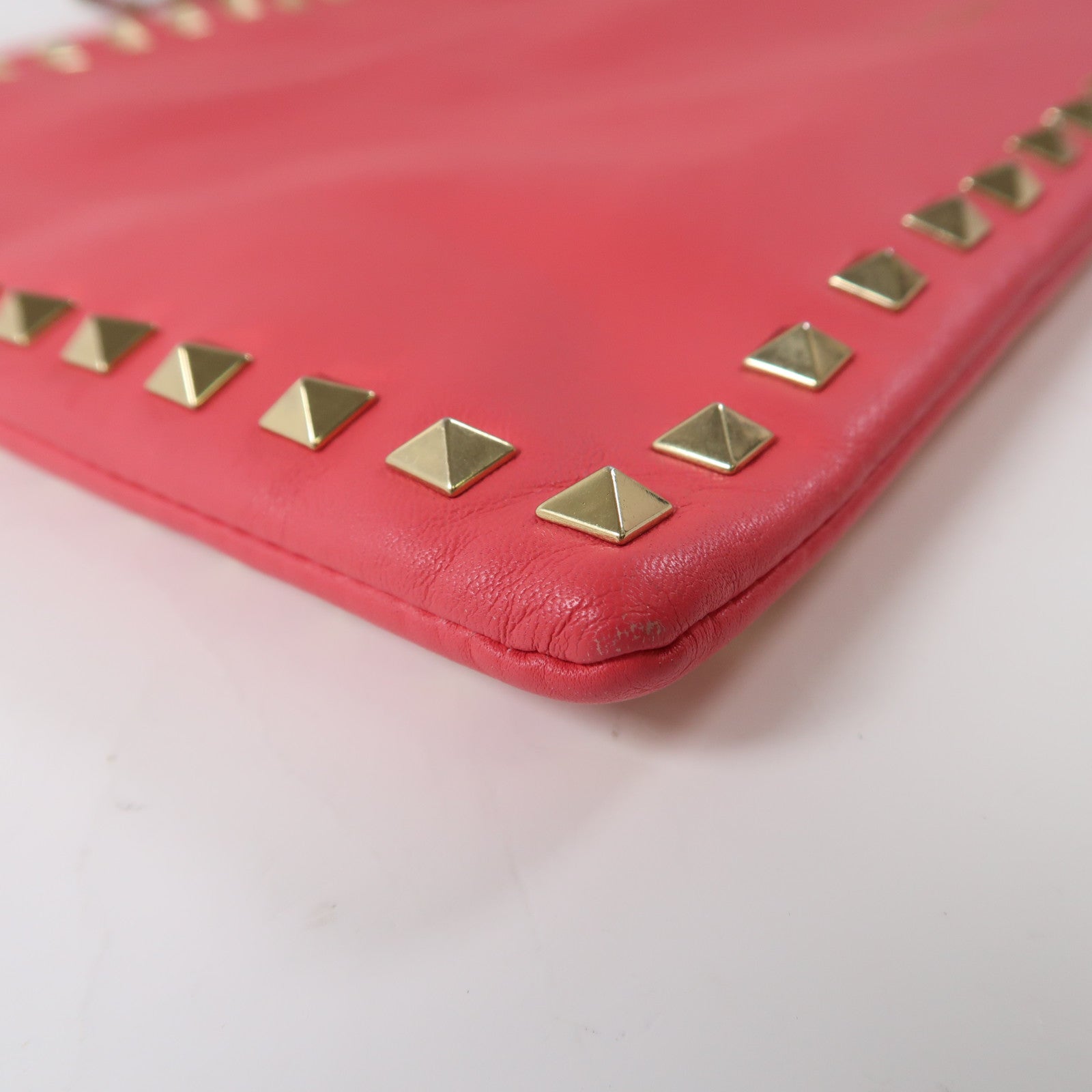 Valentino 【激減優惠】皮革Pouch金扣手拿包粉紅色