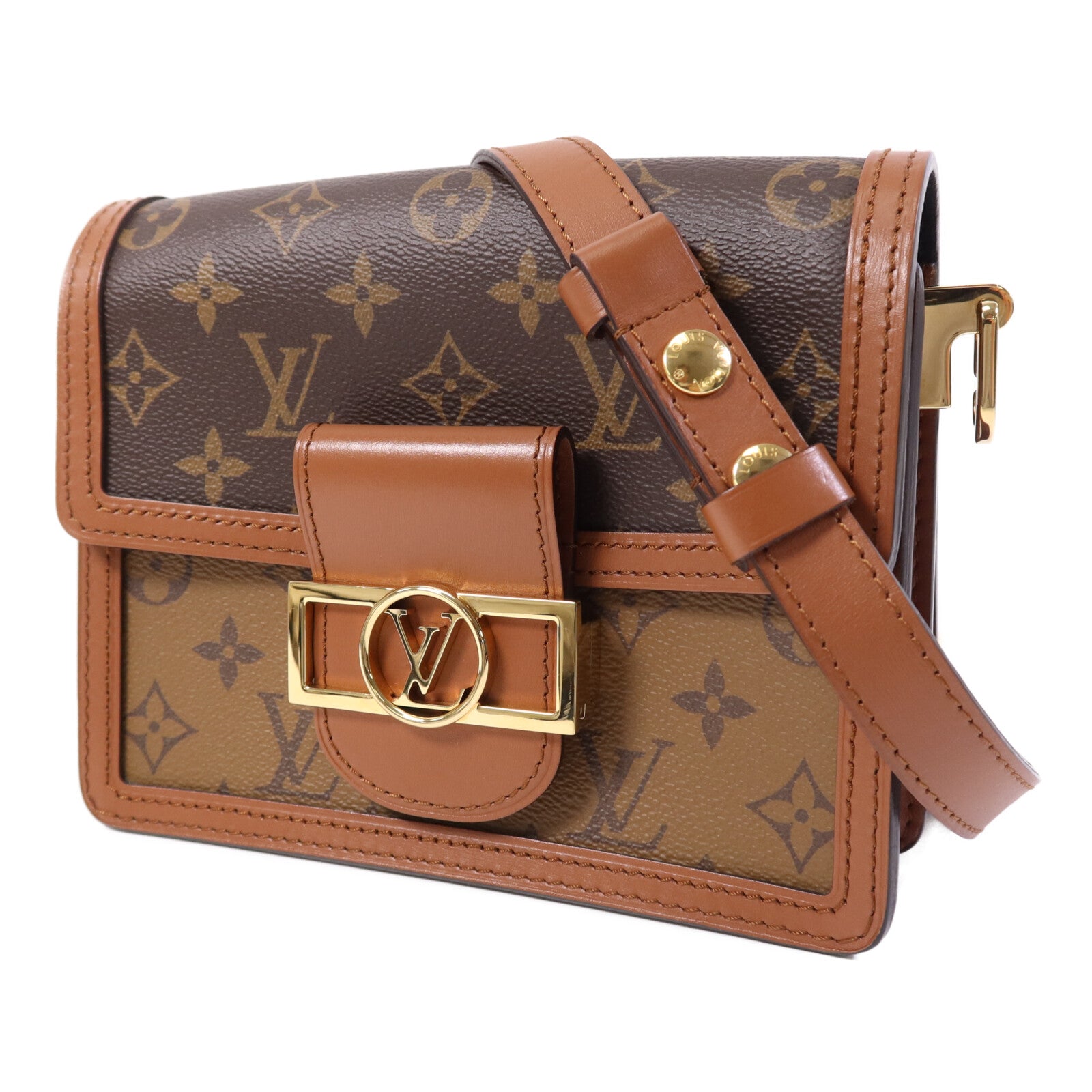 LOUIS VUITTON Monogram Reverse Mini Dauphine金扣肩背袋