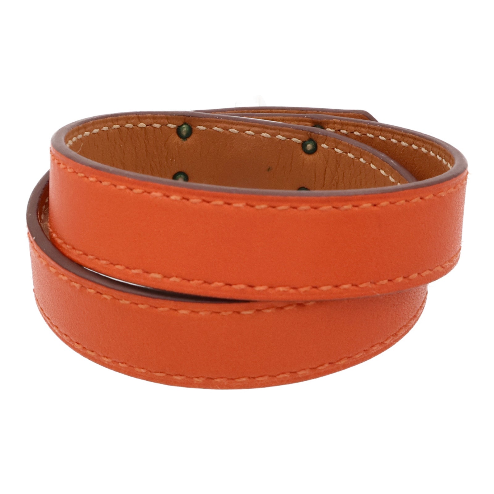 HERMES 【激減優惠】Swift皮革Kelly Double Tour Bracelet銀扣手帶Orange