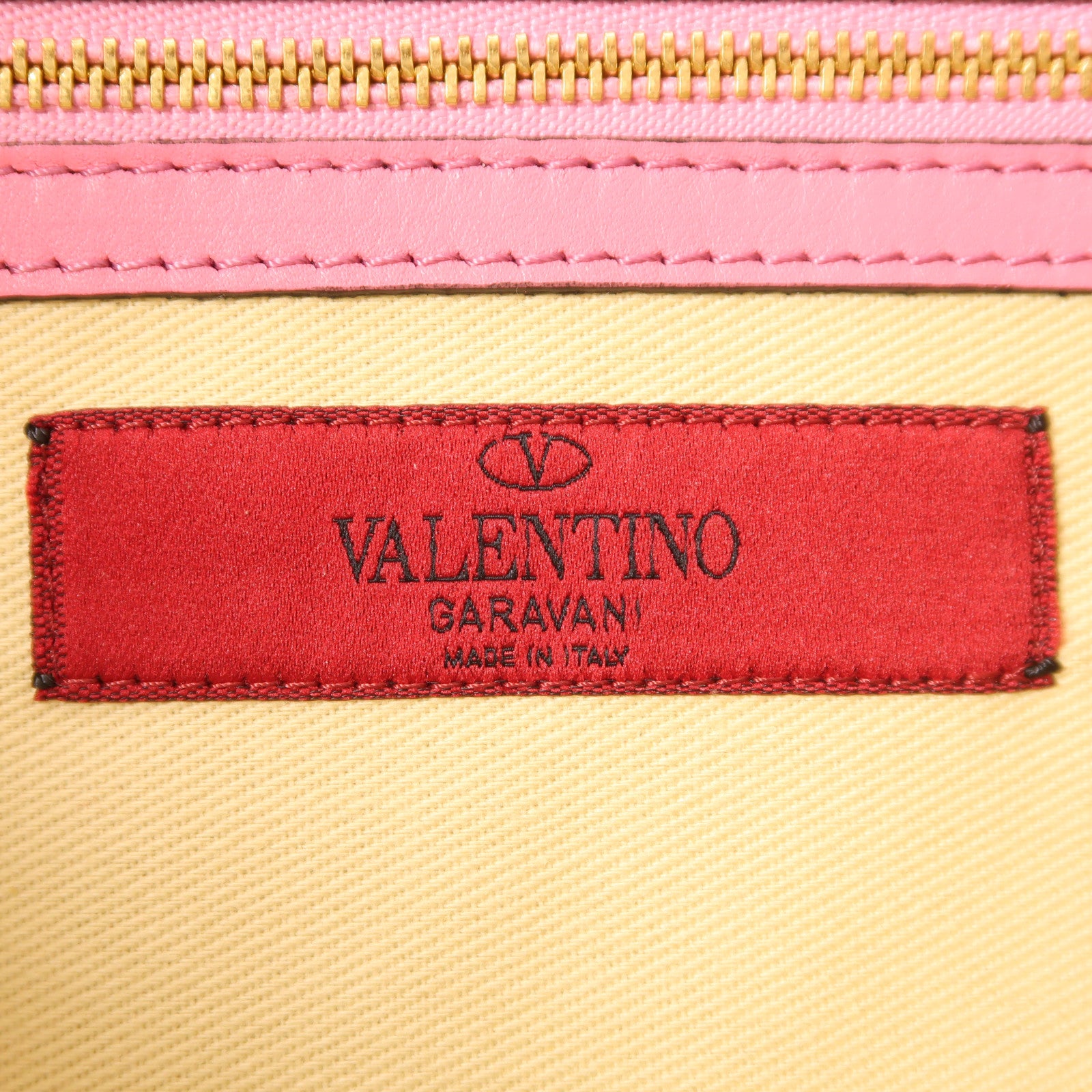 Valentino 牛皮皮革Clutch金扣手拿包粉紅色