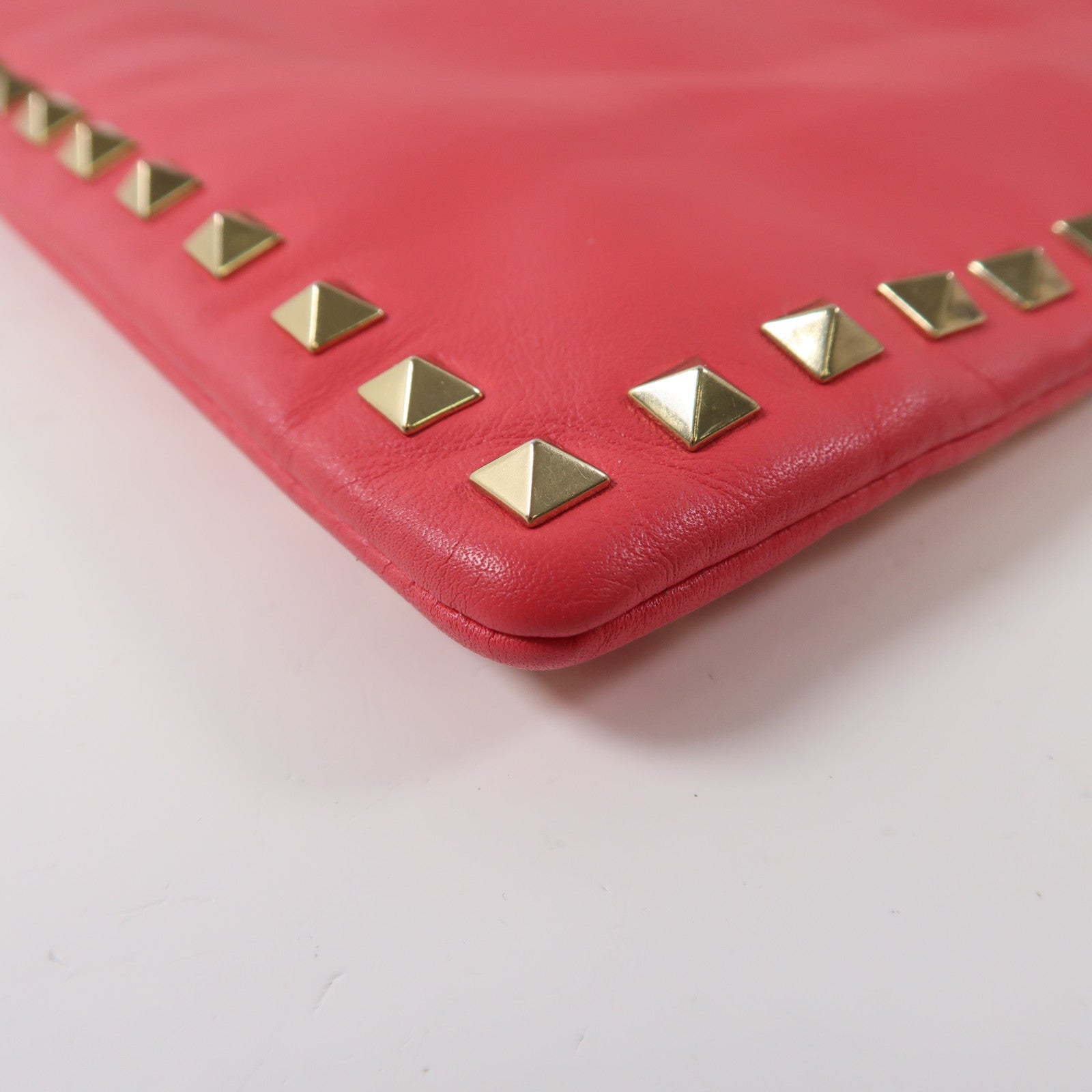 Valentino 【激減優惠】皮革Pouch金扣手拿包粉紅色