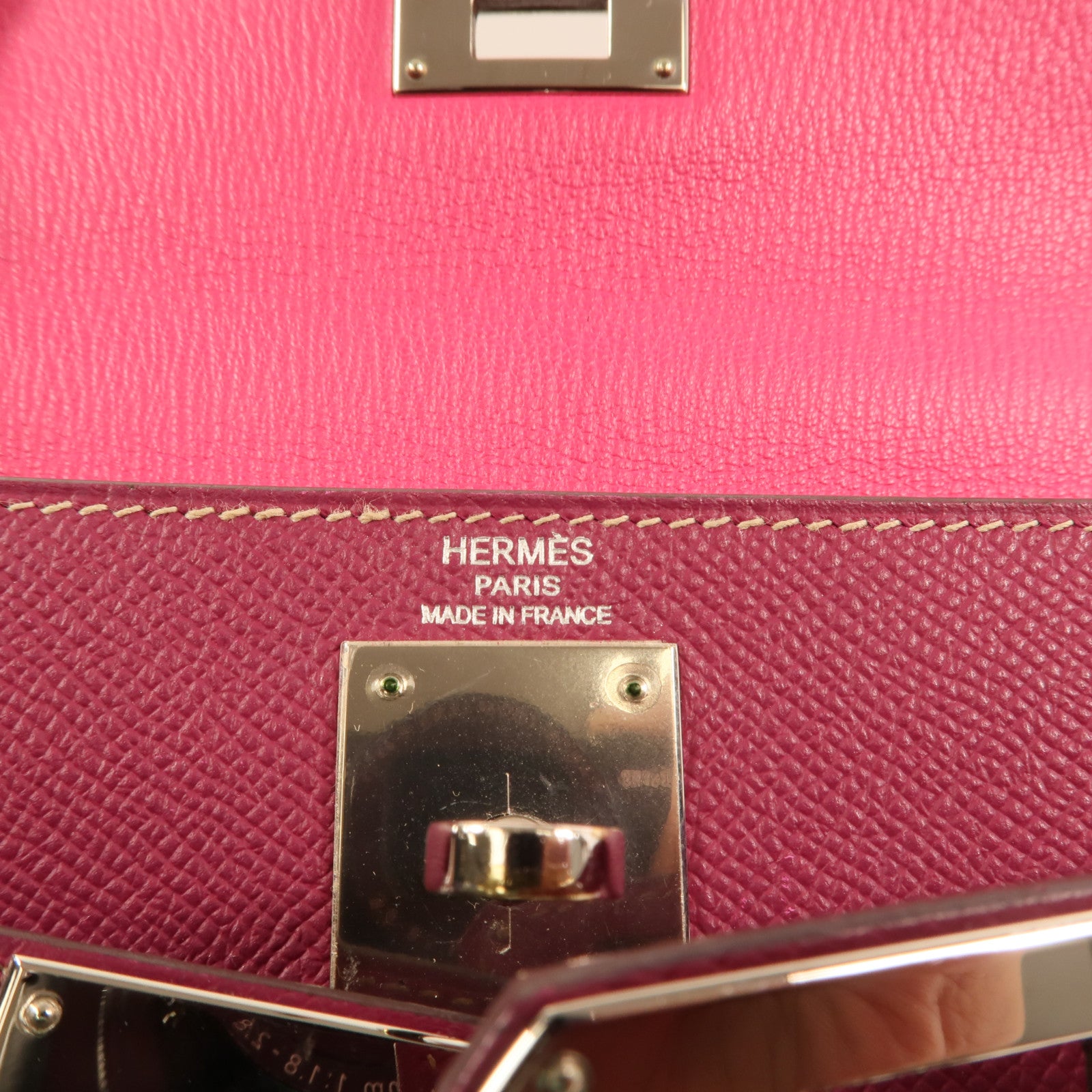 HERMES Epsom皮革Kelly 28銀扣手挽肩背兩用袋 Rose Tyrien/Rose Pourpre