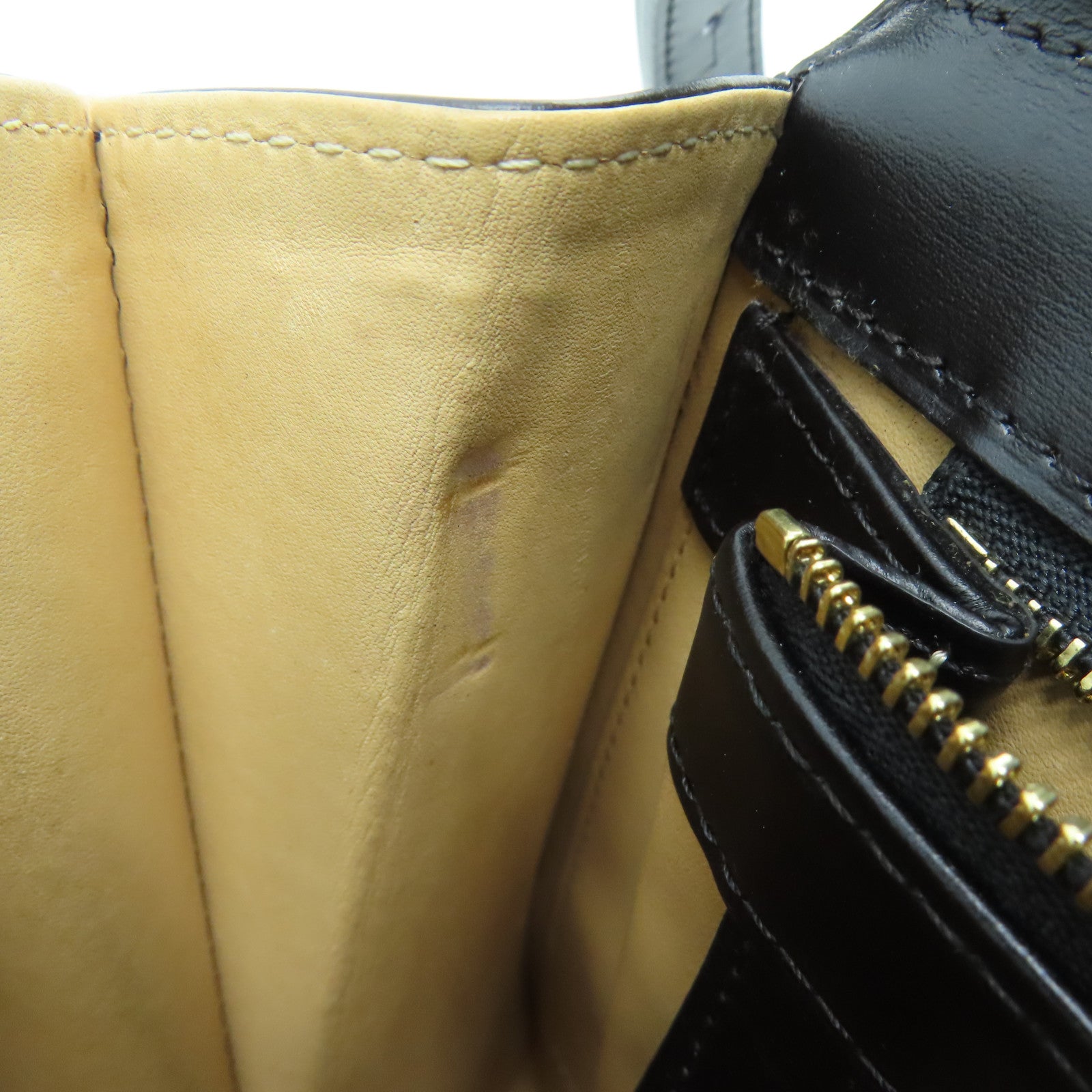 SELECTION Cowhide Leather Delvaux Brillant Gold Buckle Handle Shoulder Bag Black