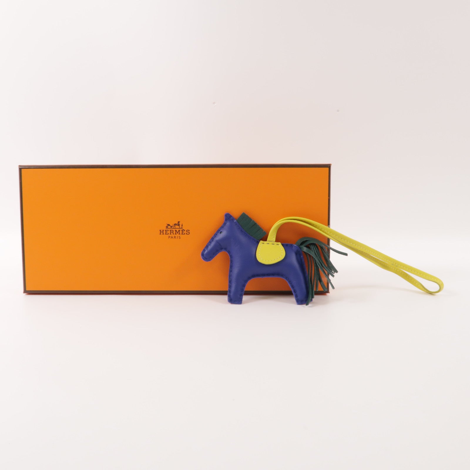 HERMES Swift皮革Rodeo PM掛飾7T Bleu Electrique