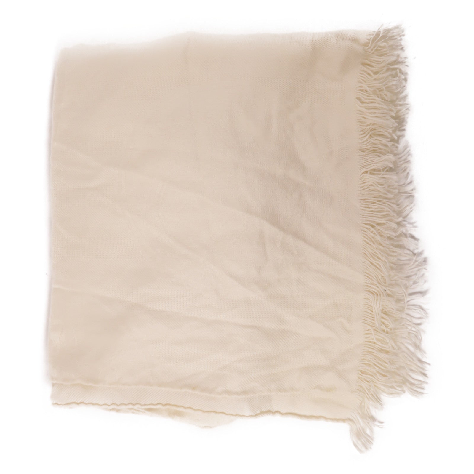 HERMES Scarf White Cashmere Silk