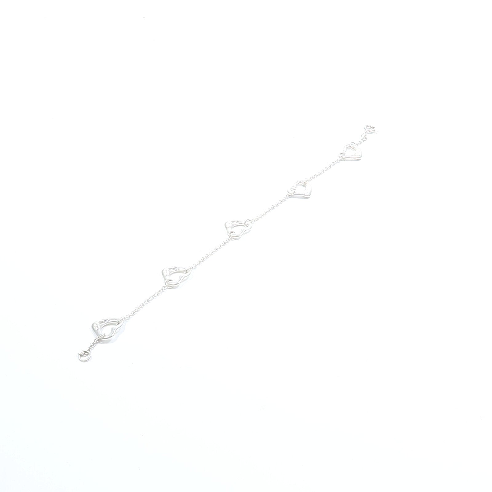 TIFFANY＆CO 925純銀Elsa Peretti 5 Open Heart Chain Bracelet手鏈