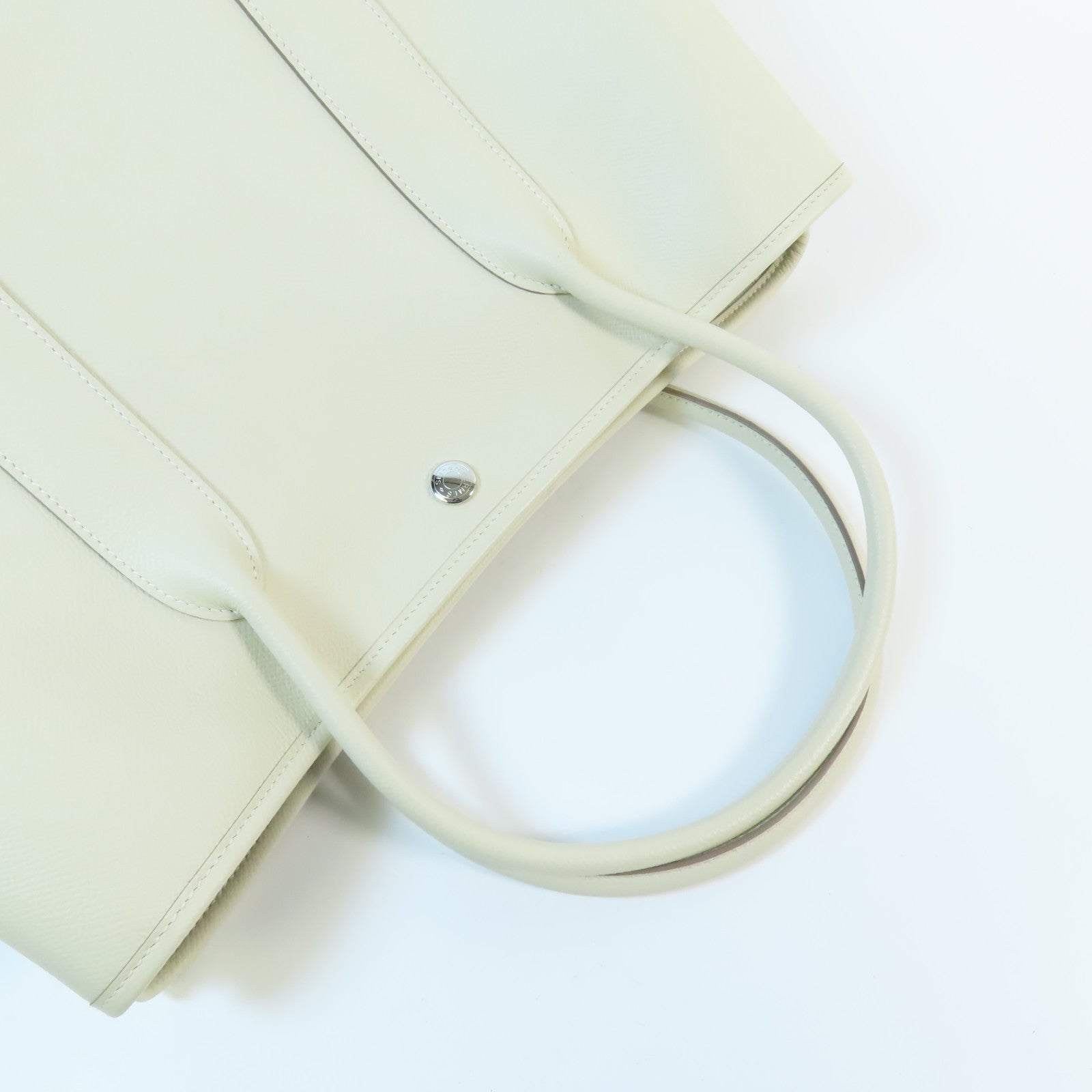 HERMES Epsom皮革Garden Party PM銀扣手挽袋Nata