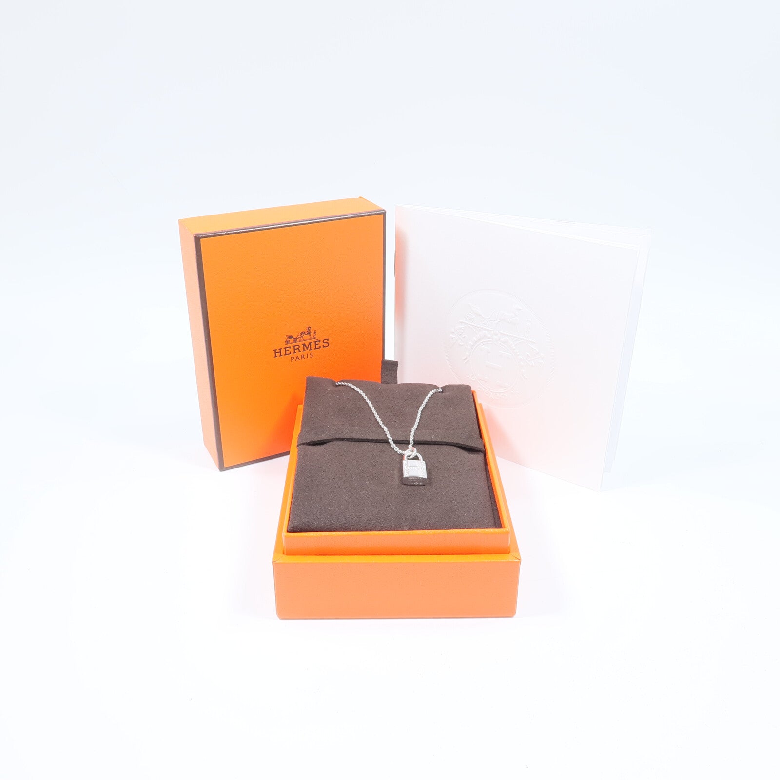 HERMES 18K白金Kelly Cadenas Pendant鑽石項鍊
