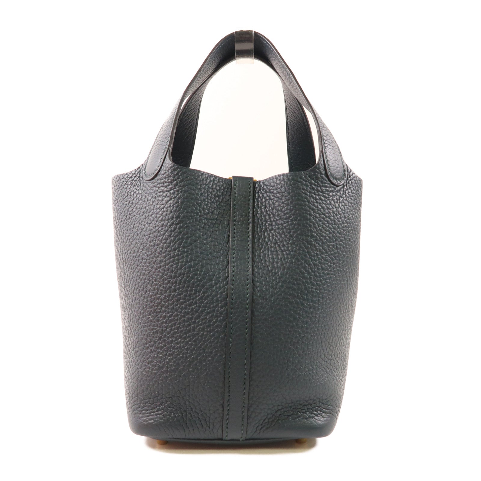 HERMES Clemence皮革Picotin PM金扣手挽袋Vert Cypres綠色