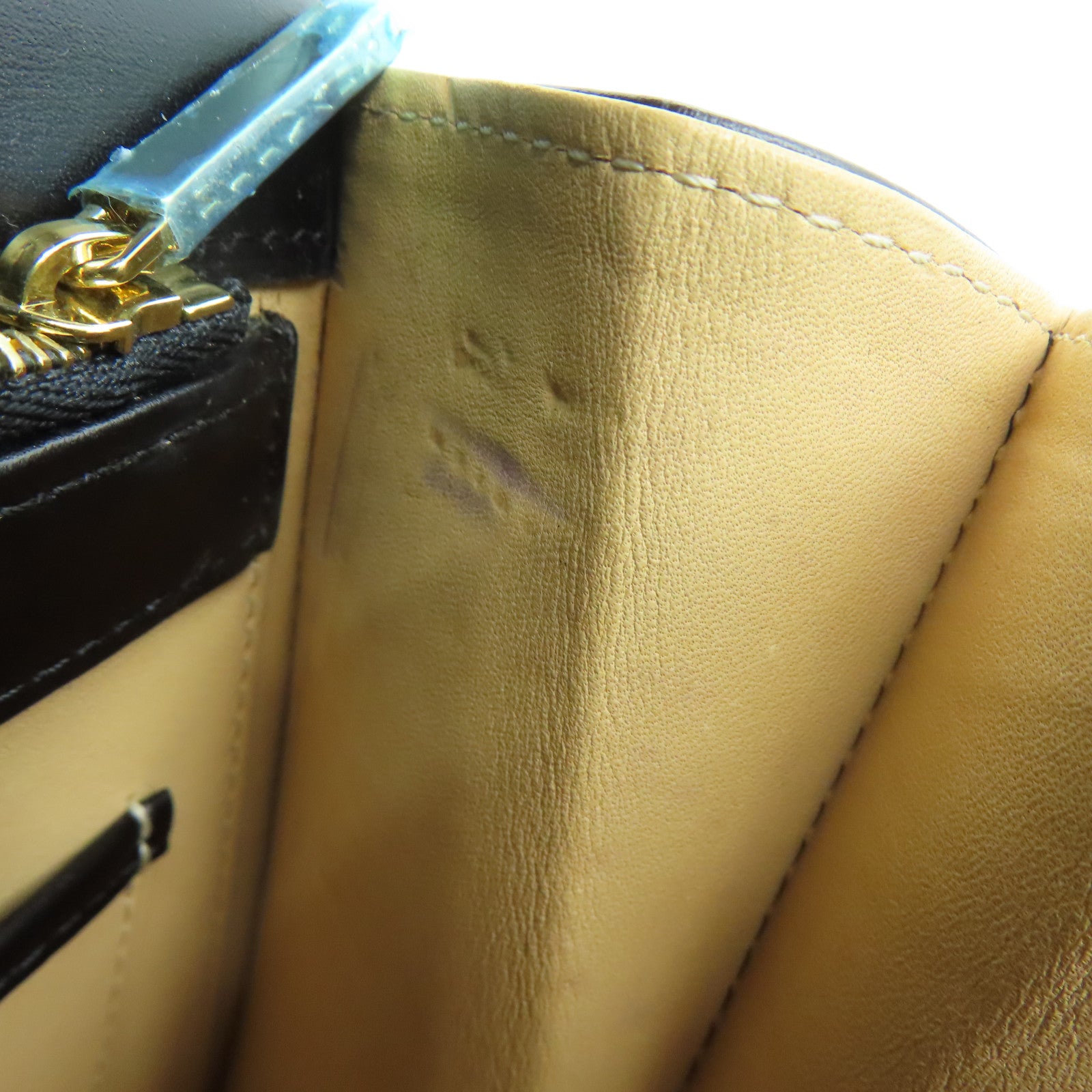 SELECTION Cowhide Leather Delvaux Brillant Gold Buckle Handle Shoulder Bag Black
