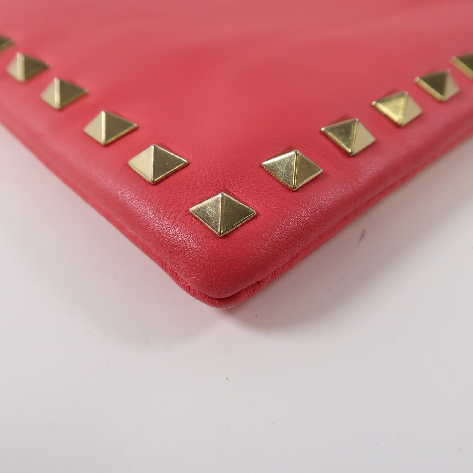 Valentino 【激減優惠】皮革Pouch金扣手拿包粉紅色