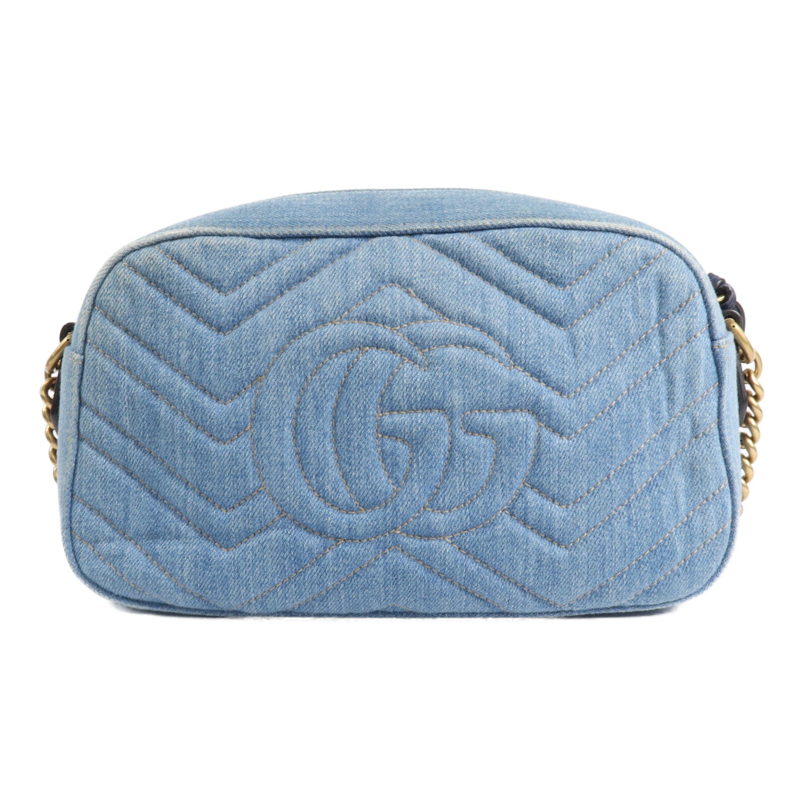 GUCCI 牛仔布GG Marmont Small Camera Bag肩背袋