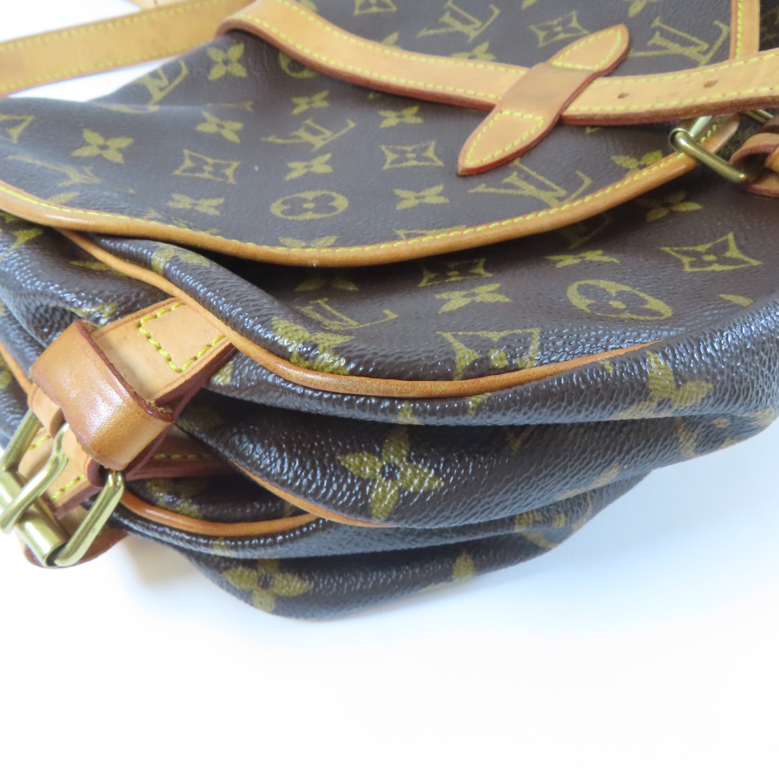 LOUIS VUITTON Monogram Saumur 30金扣肩背袋啡色