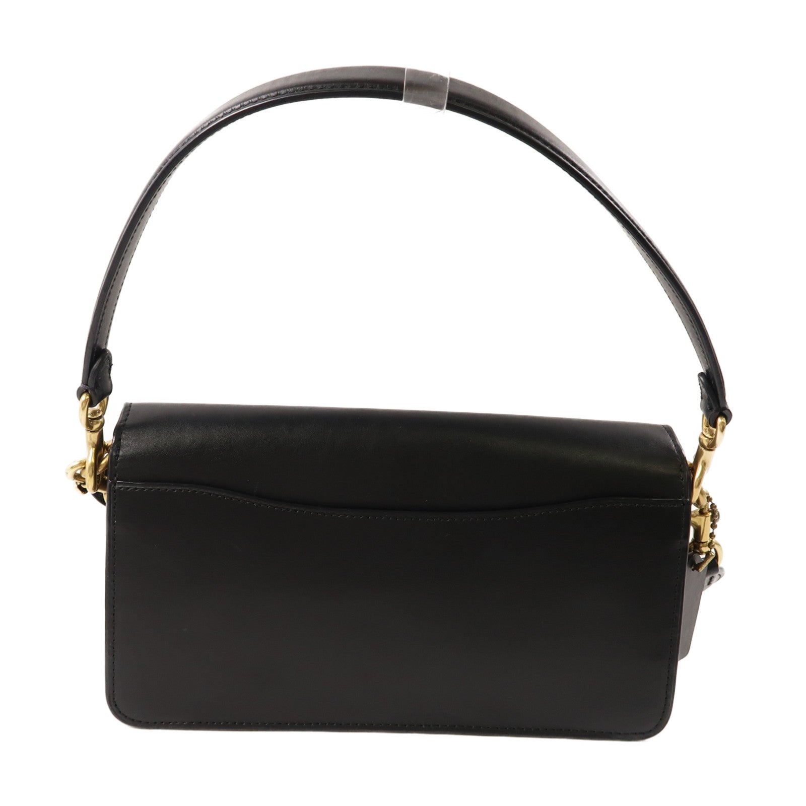 COACH 牛皮皮革/塗層帆布2 Way Shoulder金扣手挽肩背兩用袋黑色/棕色