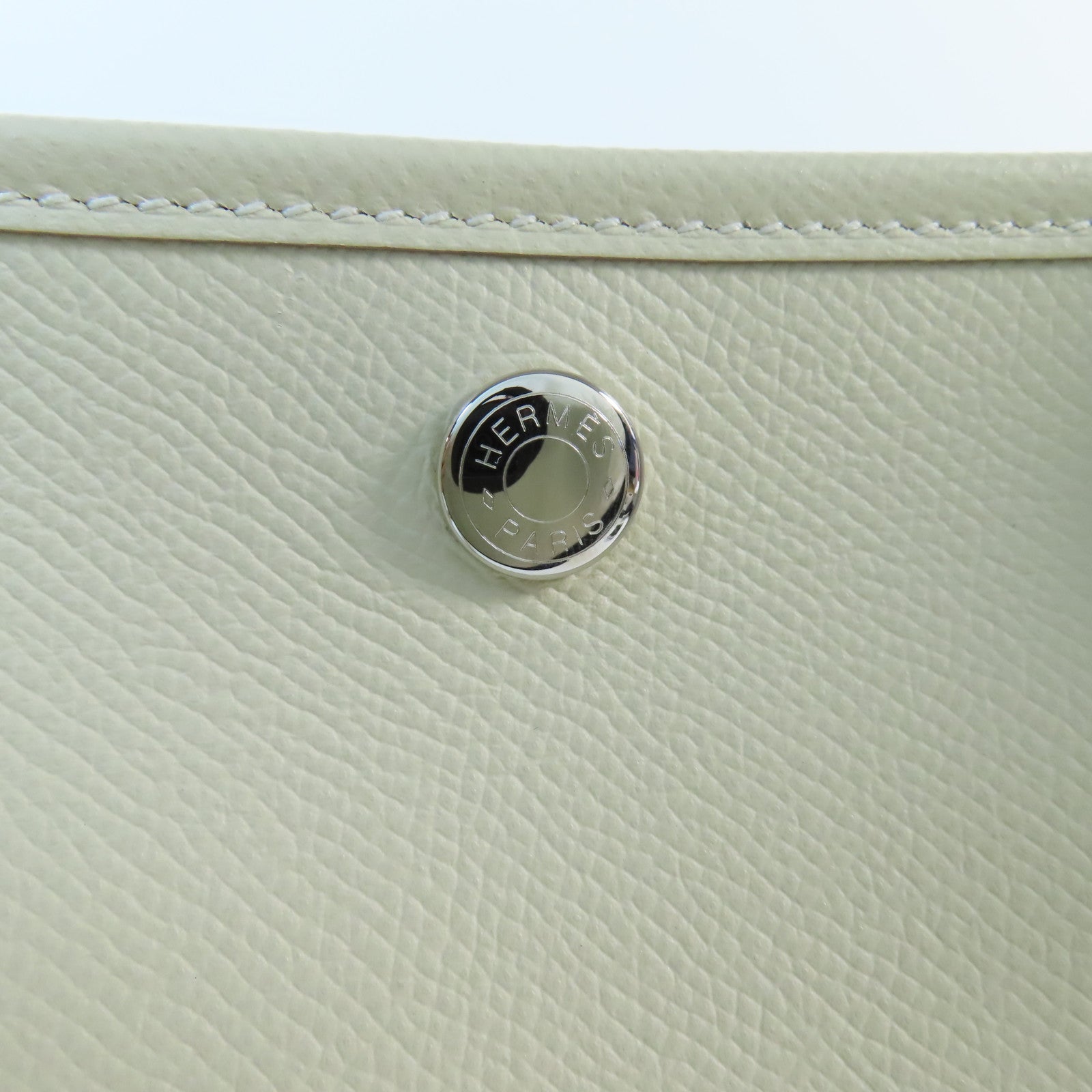 HERMES Epsom皮革Garden Party PM銀扣手挽袋Nata
