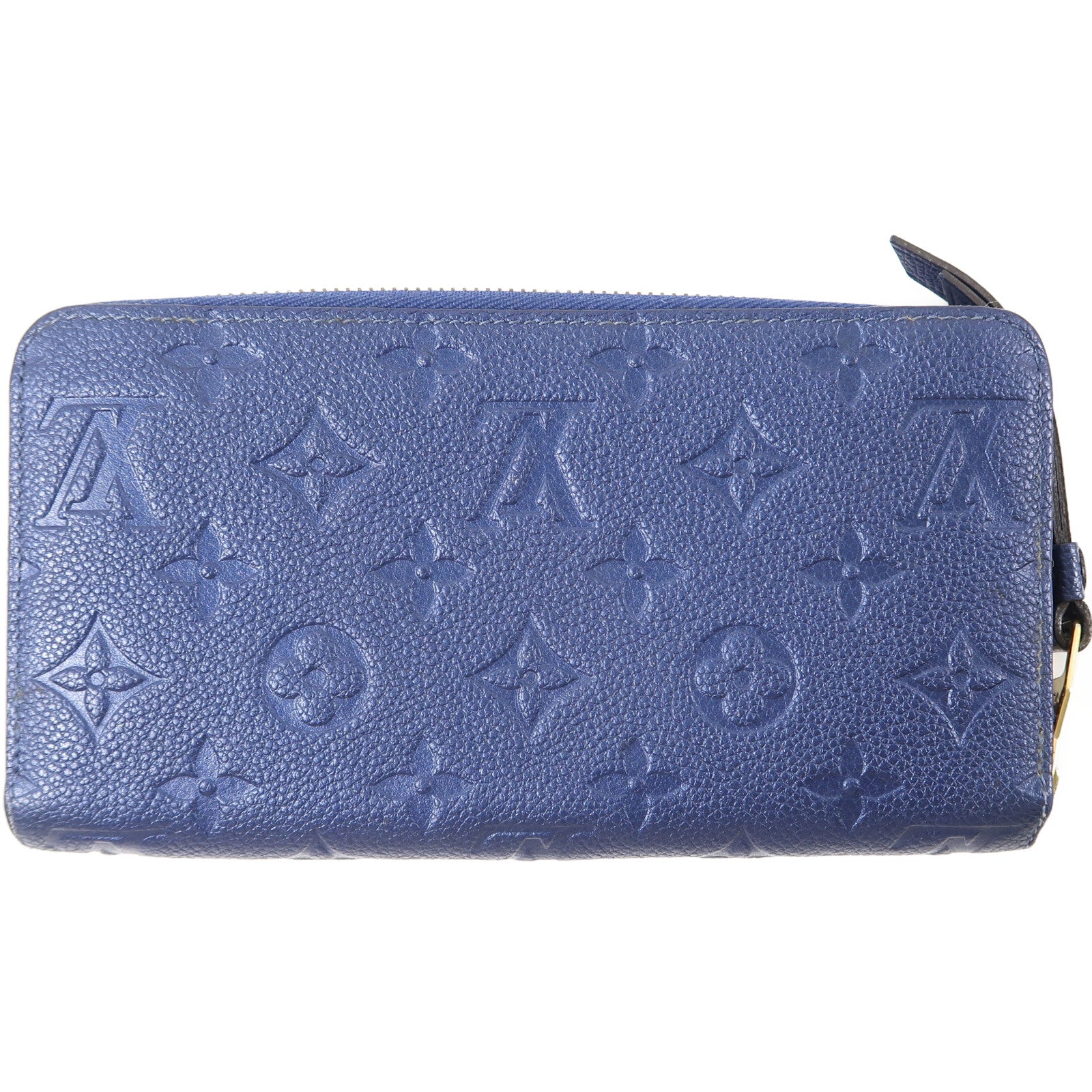LOUIS VUITTON Monogram Empreinte Zippy Long Wallet金扣長錢包藍色
