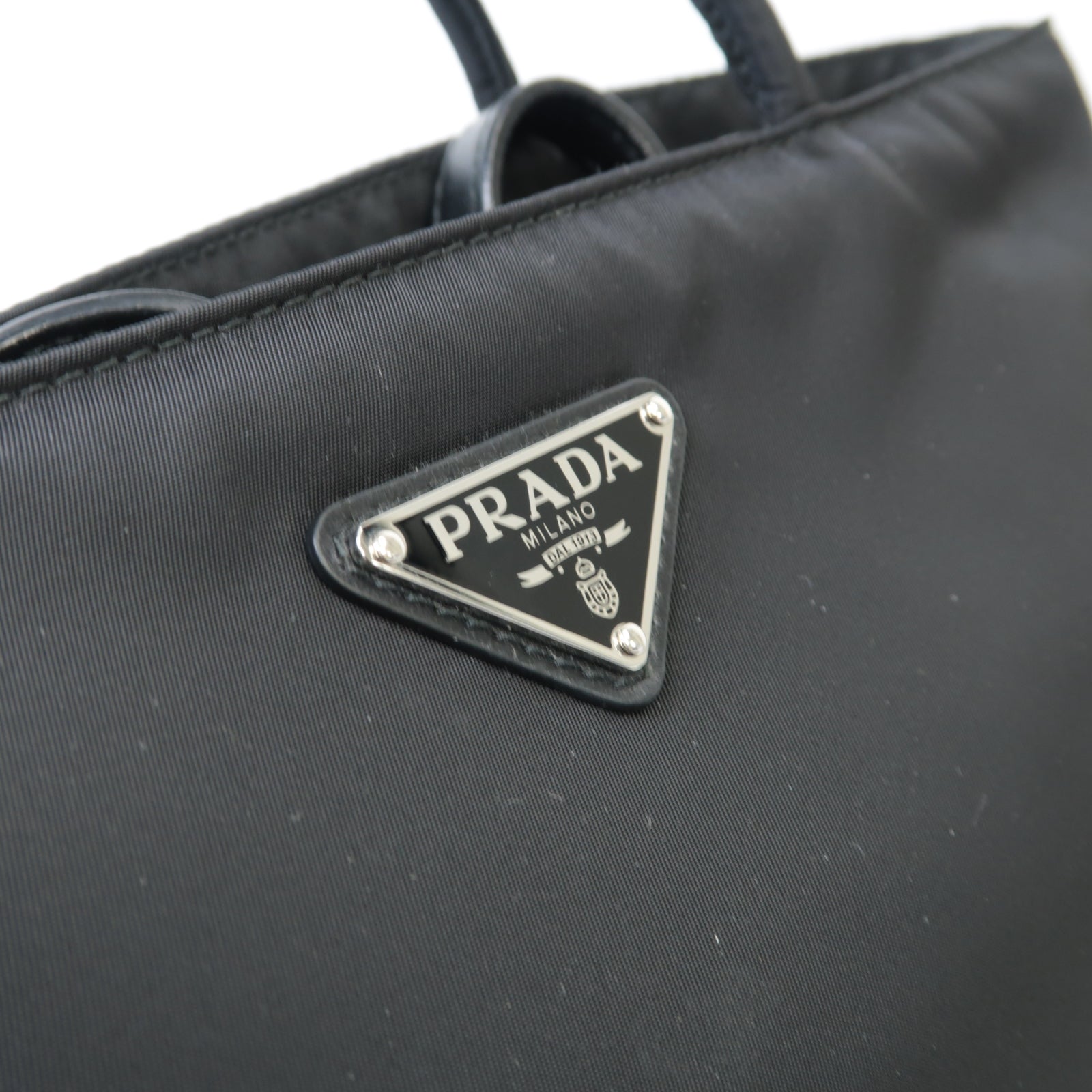 PRADA 【激減優惠】尼龍/皮革2 Way Shoulder銀扣手挽肩背兩用袋黑色