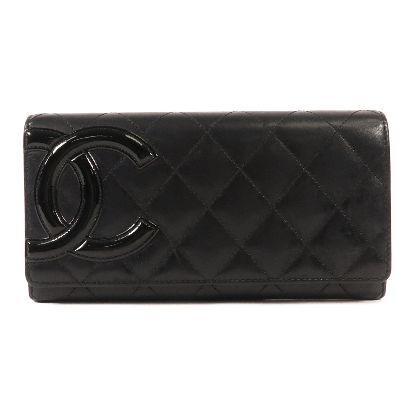 CHANEL 羊皮皮革Cambon Wallet銀扣長錢包