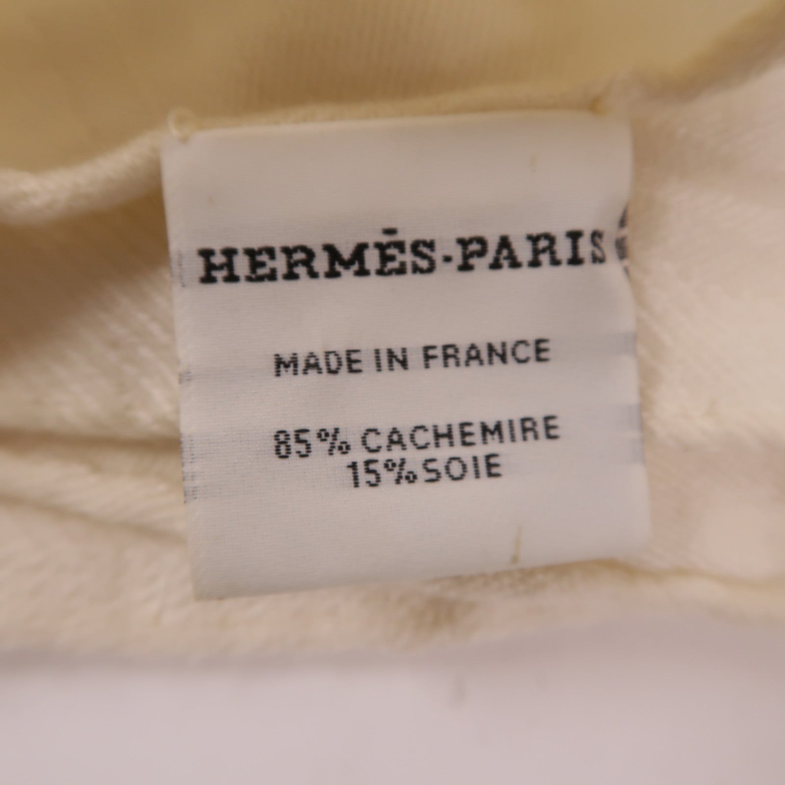 HERMES Scarf White Cashmere Silk