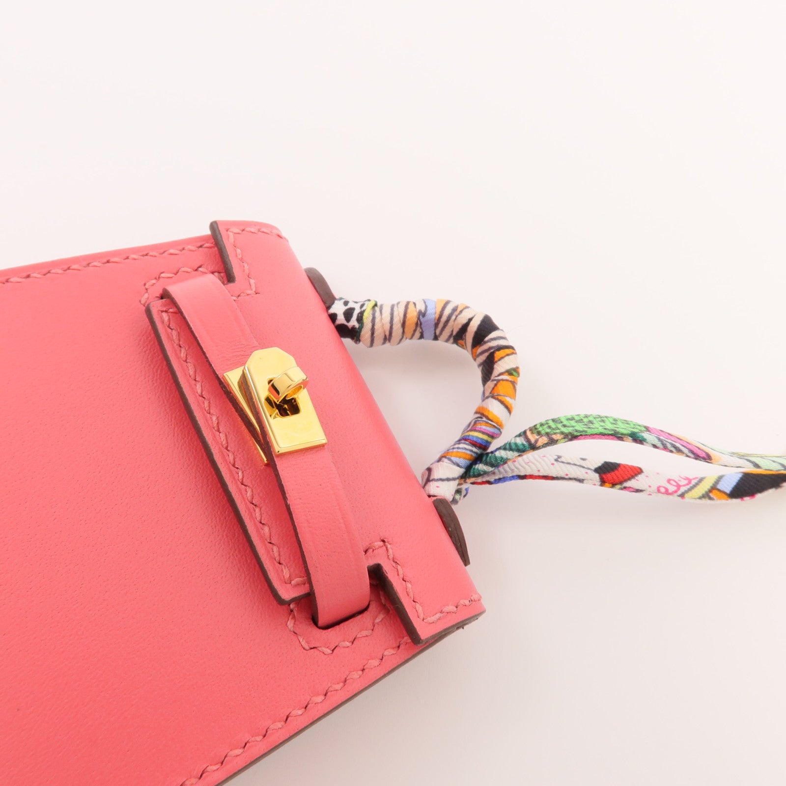 HERMES 【激減優惠】Tadelakt皮革Mini Kelly Twilly Bag掛飾Rose Azalee