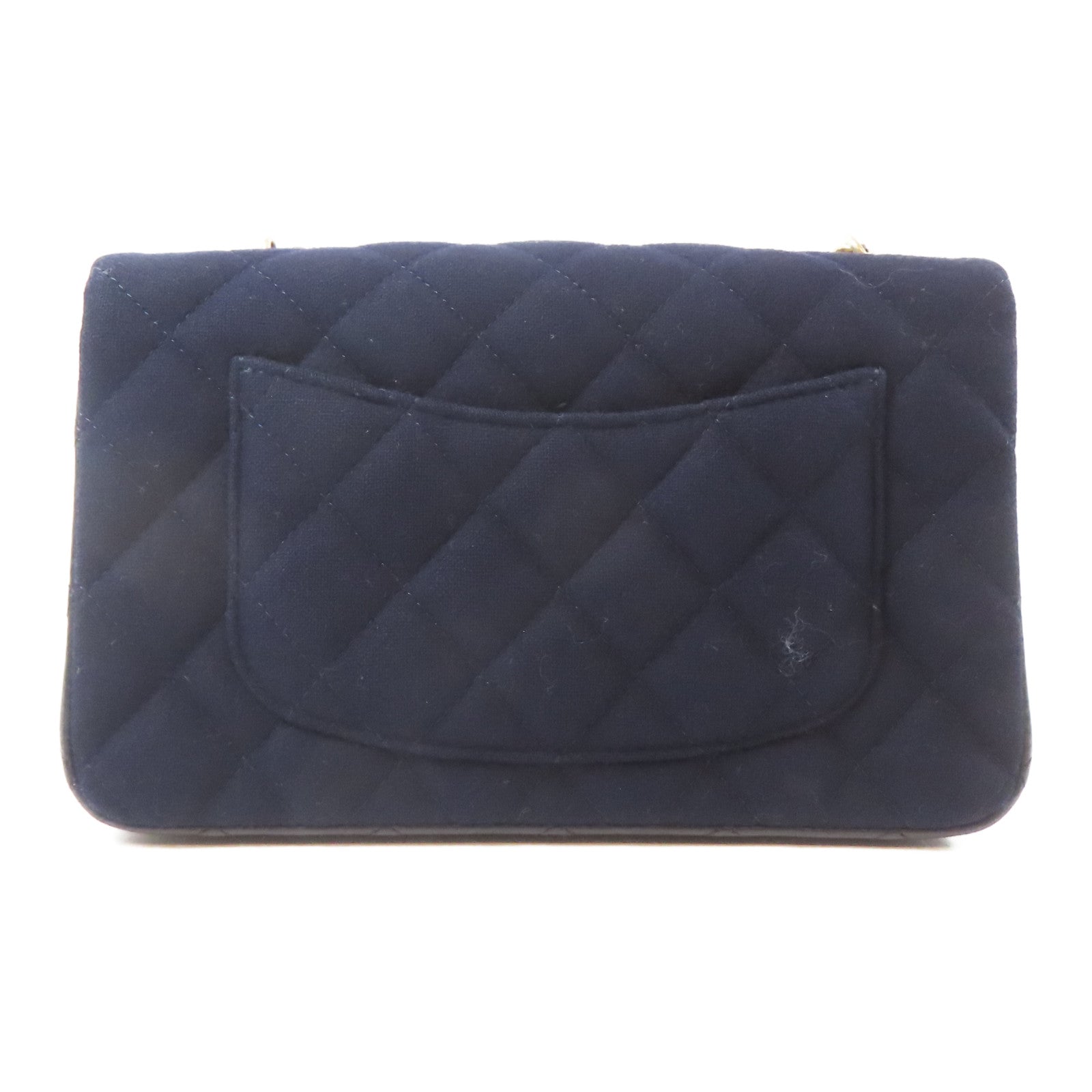CHANEL 【激減優惠】菱格羊毛Mini Classic Chain Shoulder Bag金扣鏈帶肩背袋深藍色