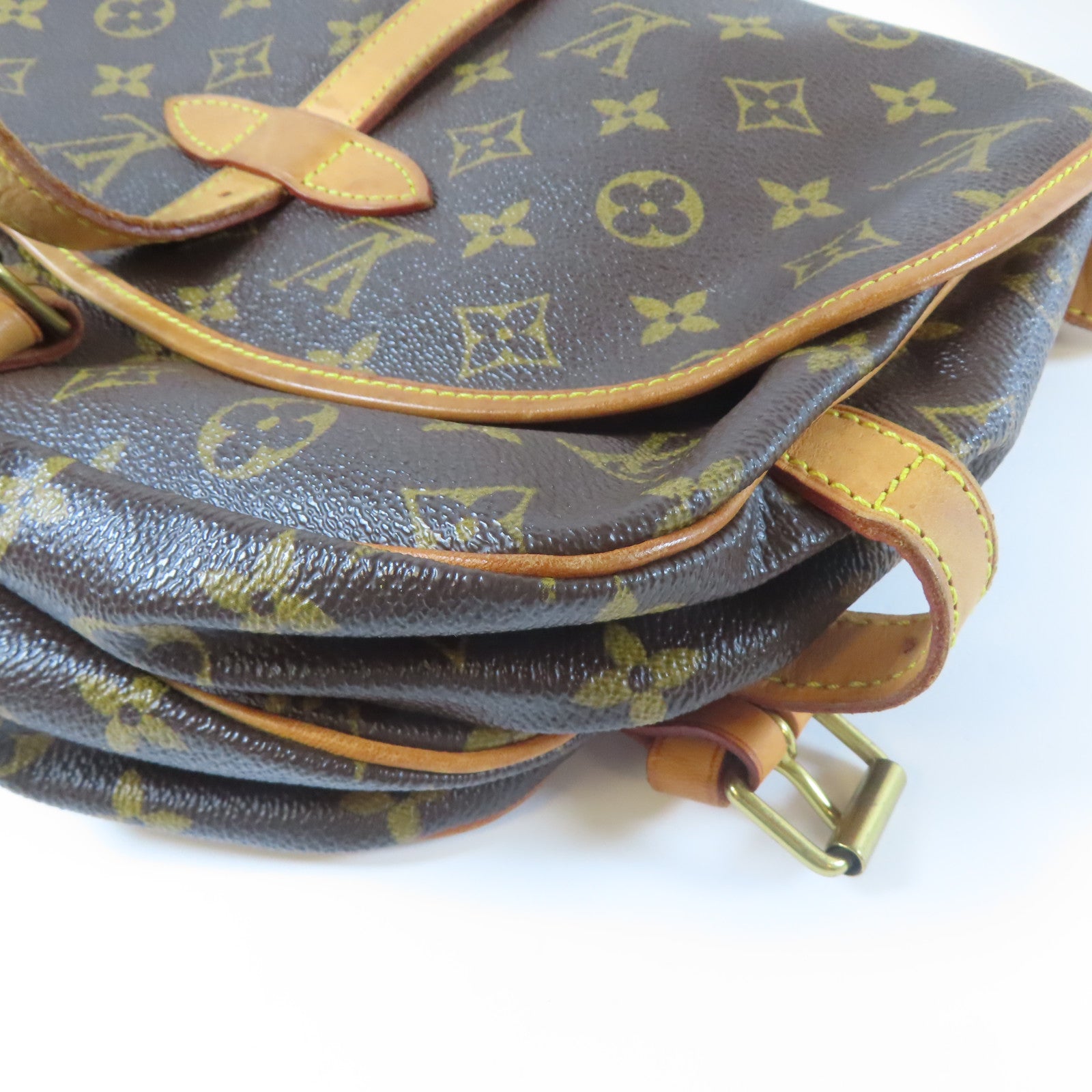 LOUIS VUITTON Monogram Saumur 30金扣肩背袋啡色