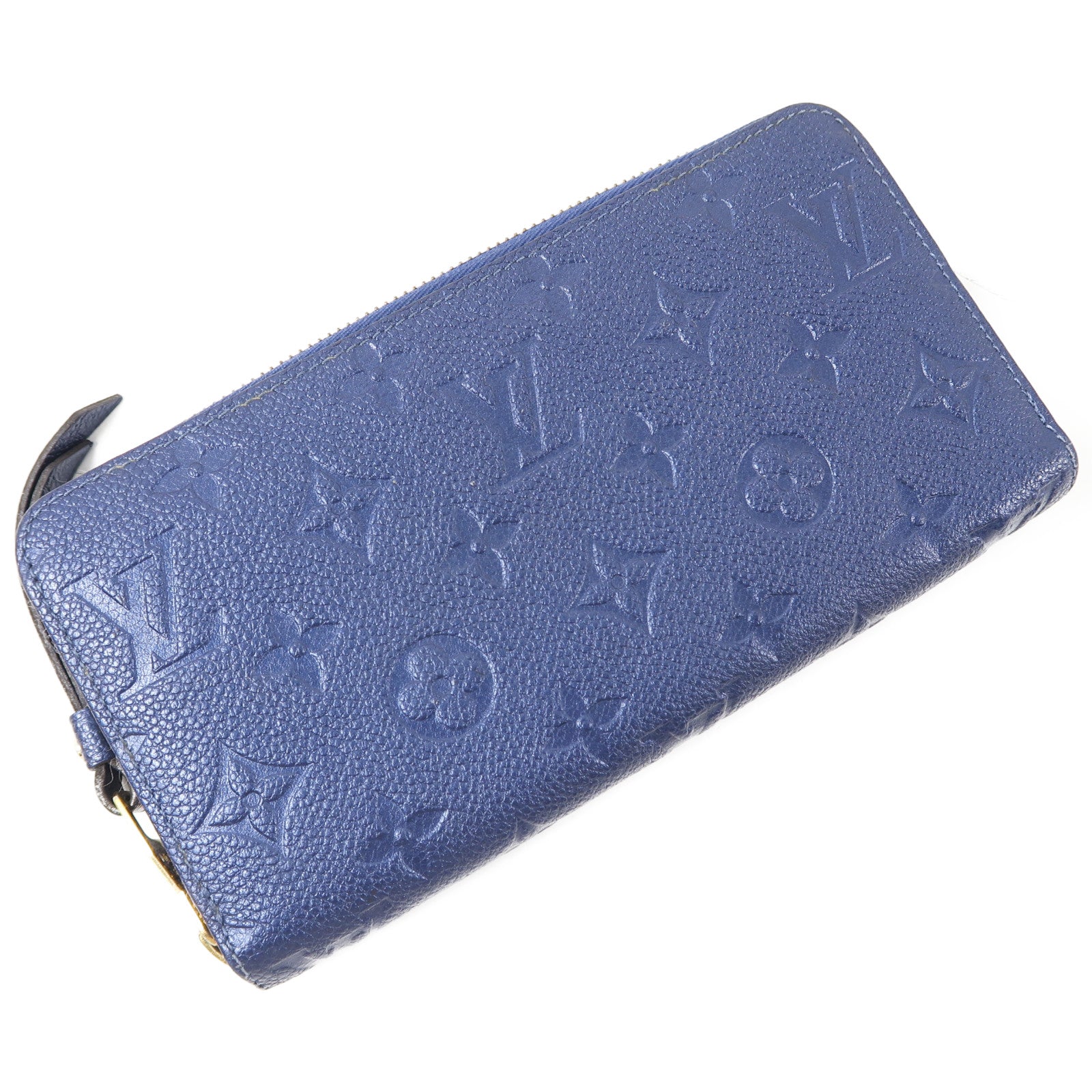 LOUIS VUITTON Monogram Empreinte Zippy Long Wallet金扣長錢包藍色