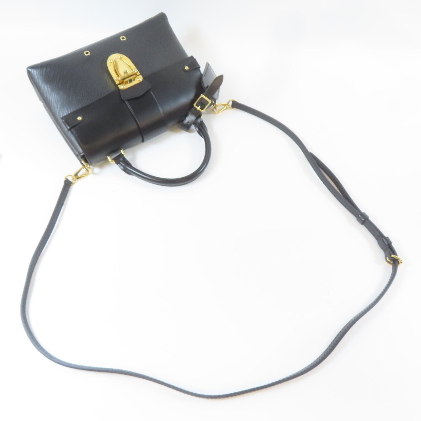 LOUIS VUITTON Epi 2 Way Shoulder Bag金扣手挽肩背兩用袋黑色