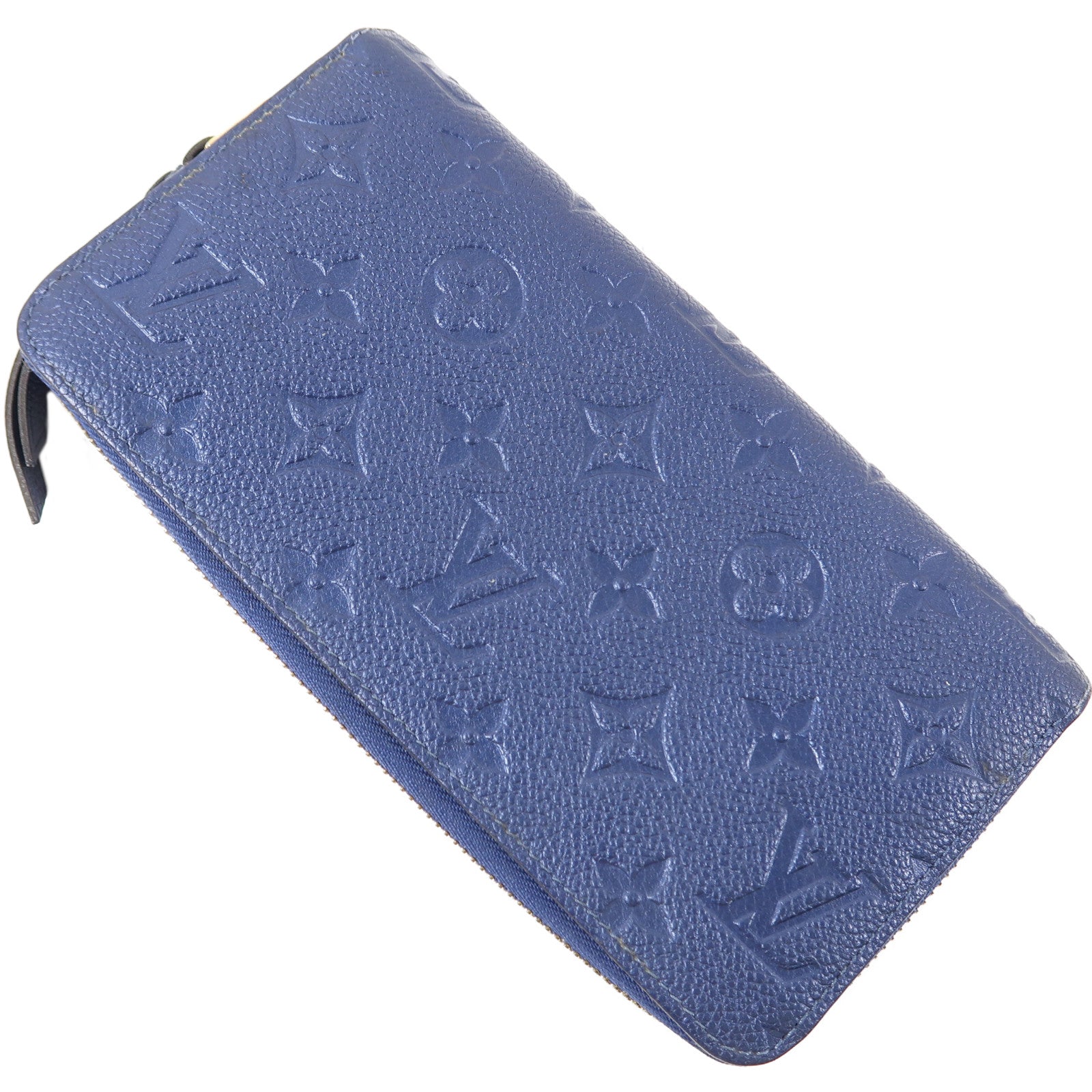 LOUIS VUITTON Monogram Empreinte Zippy Long Wallet金扣長錢包藍色
